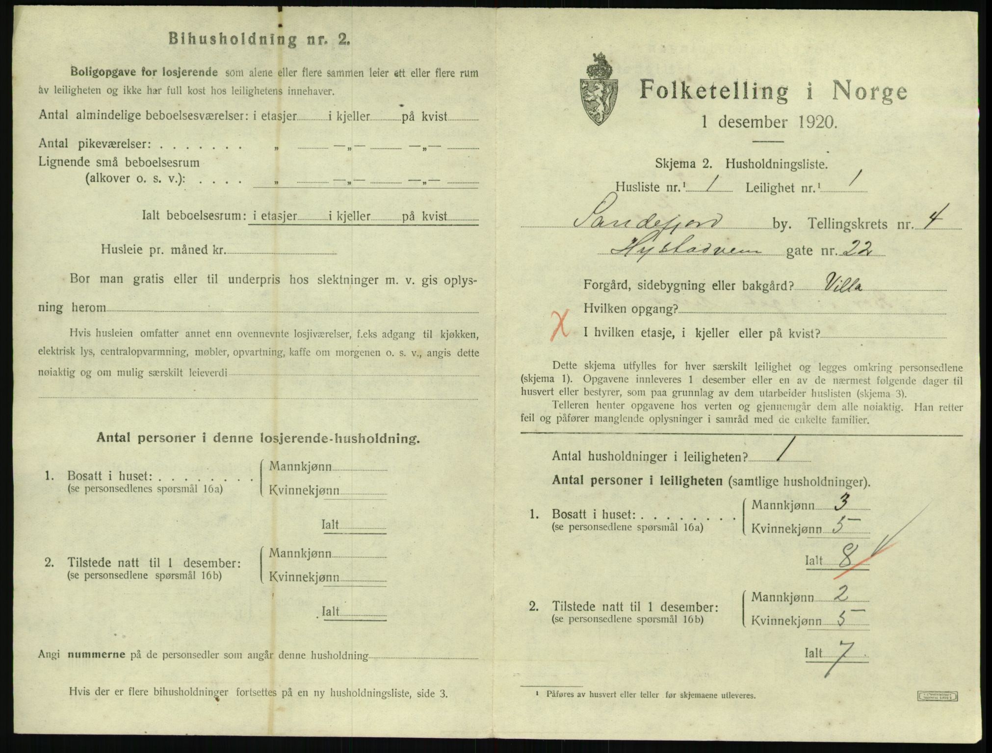 SAKO, 1920 census for Sandefjord, 1920, p. 2376