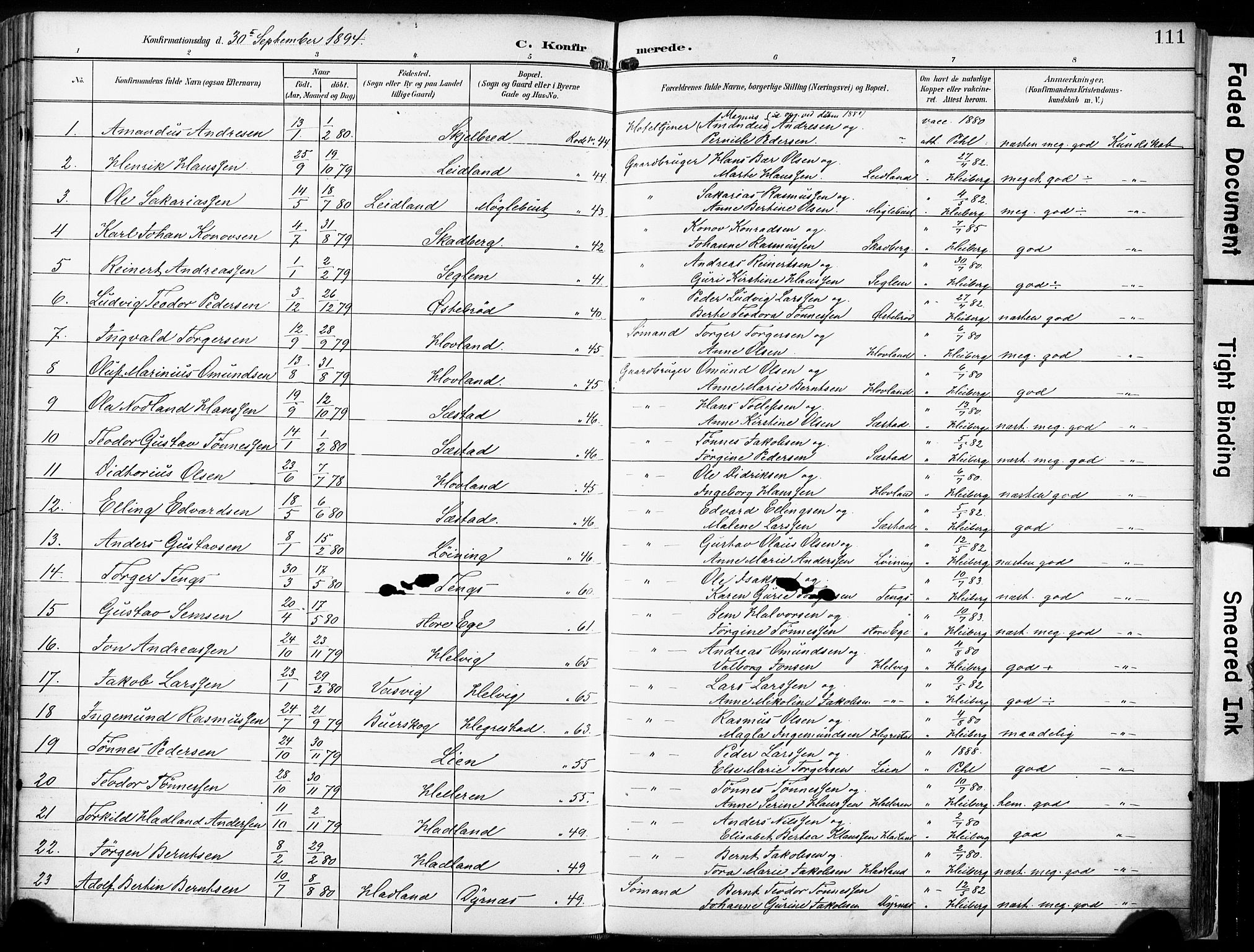Eigersund sokneprestkontor, SAST/A-101807/S08/L0018: Parish register (official) no. A 17, 1892-1905, p. 111