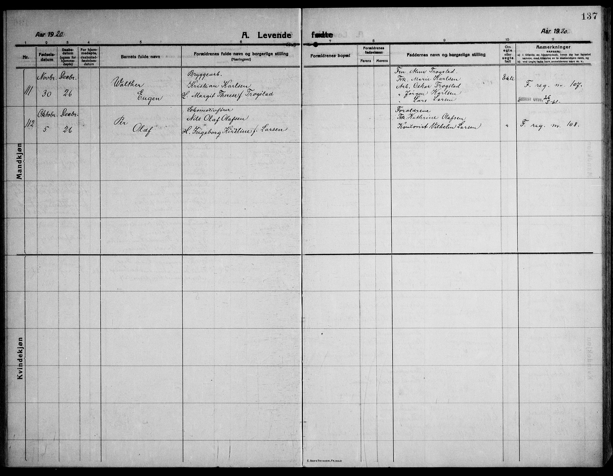 Strømsø kirkebøker, AV/SAKO-A-246/F/Fa/L0029: Parish register (official) no. I 27, 1915-1930, p. 137