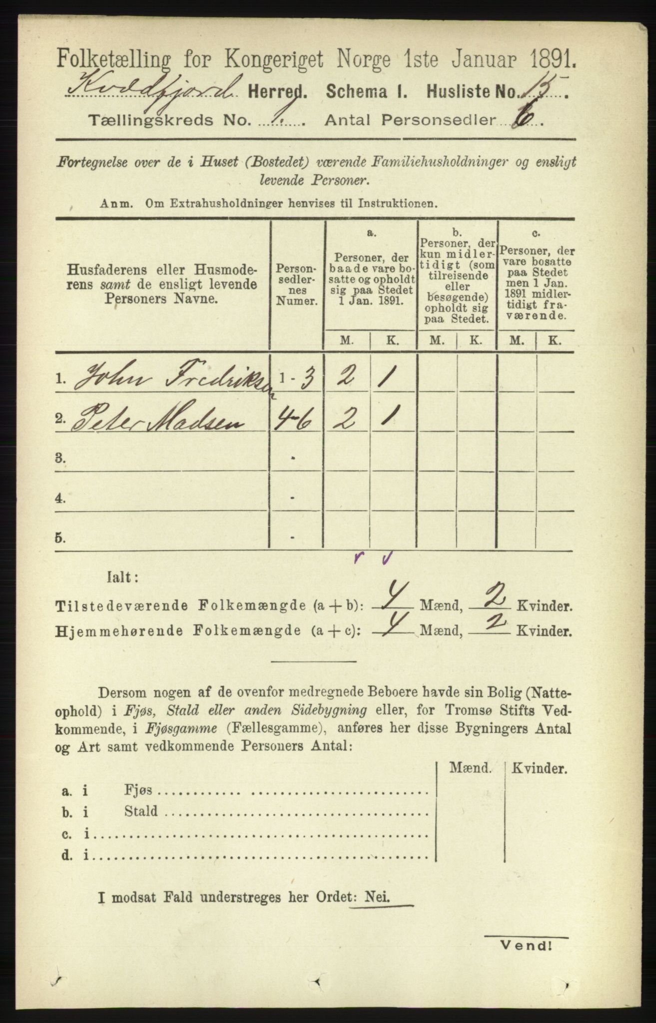 RA, 1891 census for 1911 Kvæfjord, 1891, p. 35