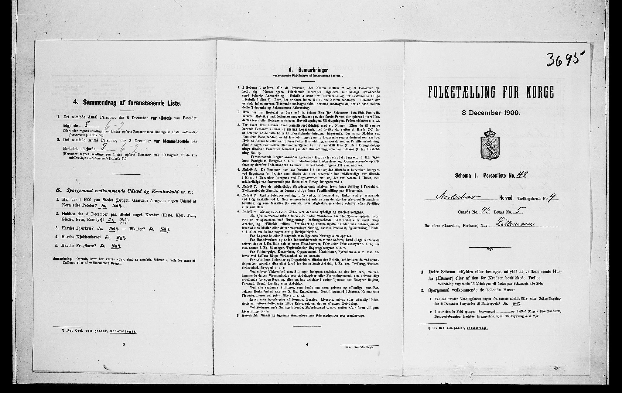 RA, 1900 census for Norderhov, 1900, p. 2064