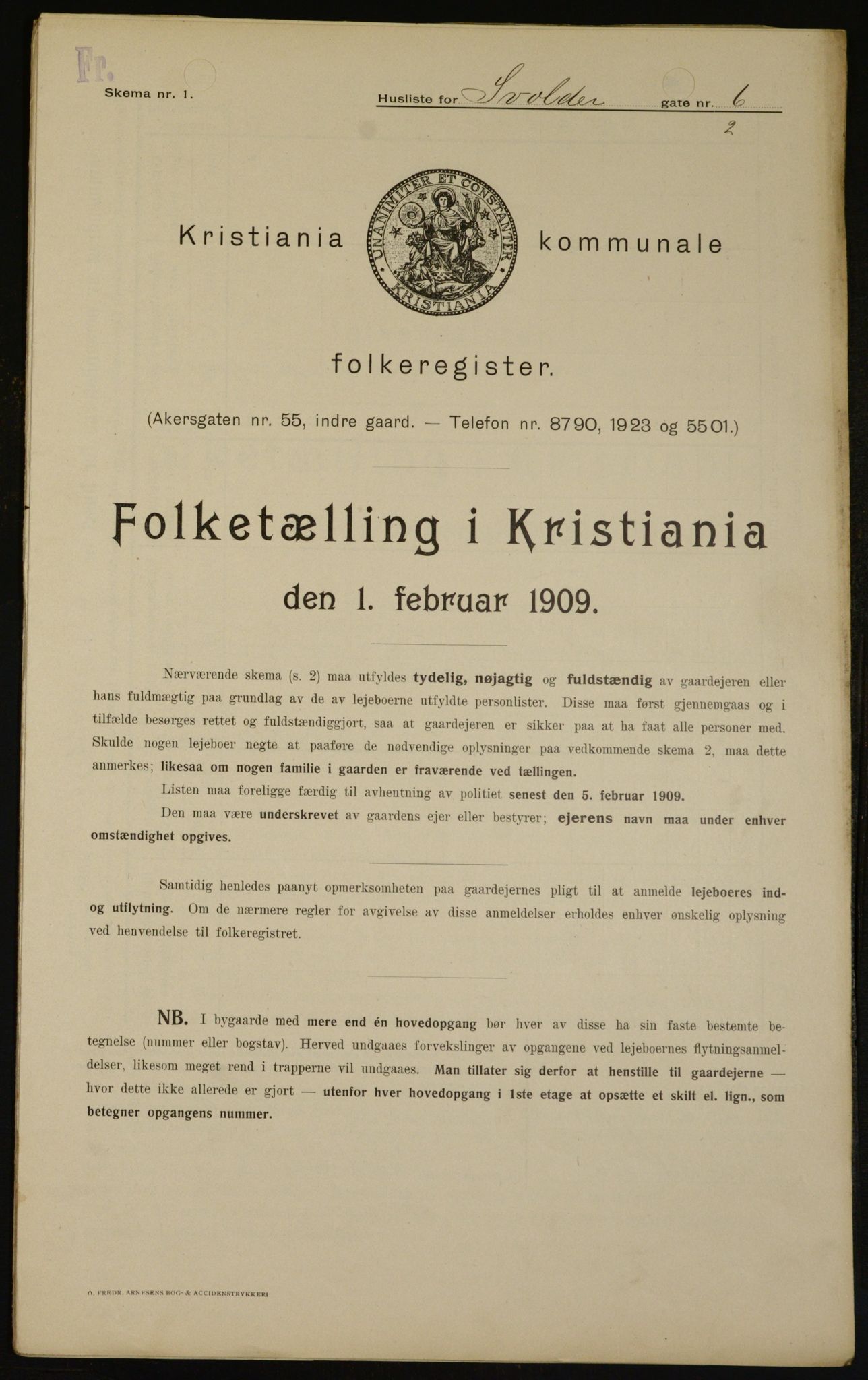 OBA, Municipal Census 1909 for Kristiania, 1909, p. 96080