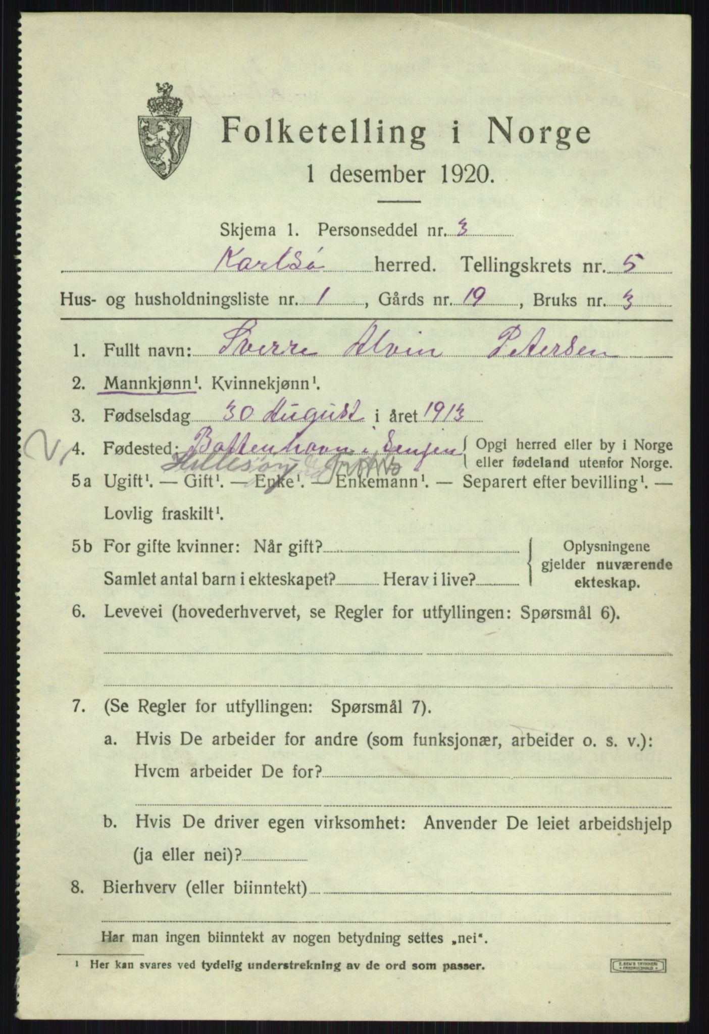 SATØ, 1920 census for Karlsøy, 1920, p. 2156