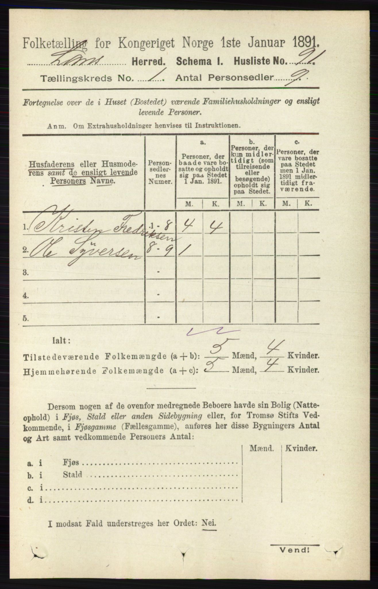 RA, 1891 census for 0514 Lom, 1891, p. 112