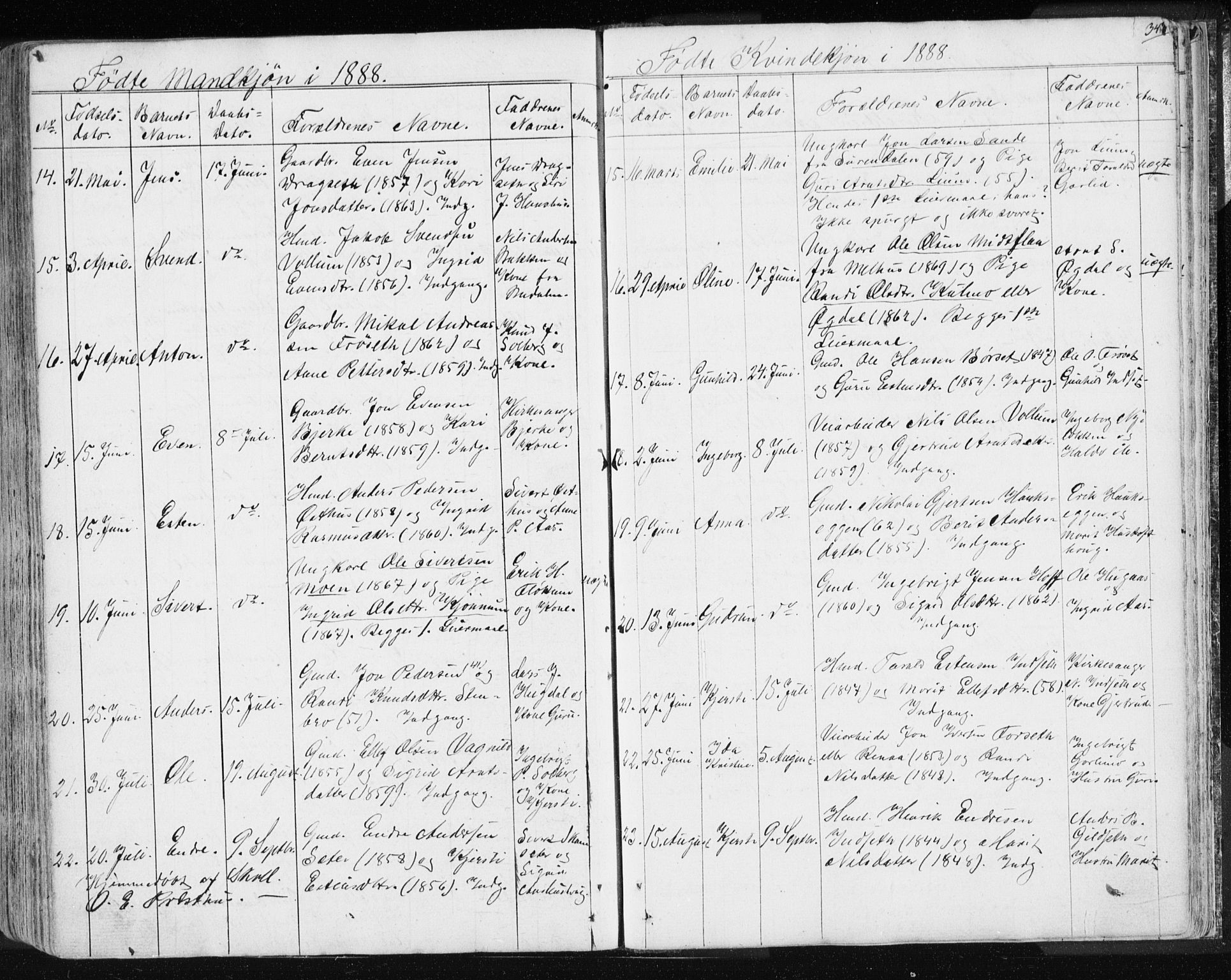 Ministerialprotokoller, klokkerbøker og fødselsregistre - Sør-Trøndelag, SAT/A-1456/689/L1043: Parish register (copy) no. 689C02, 1816-1892, p. 347