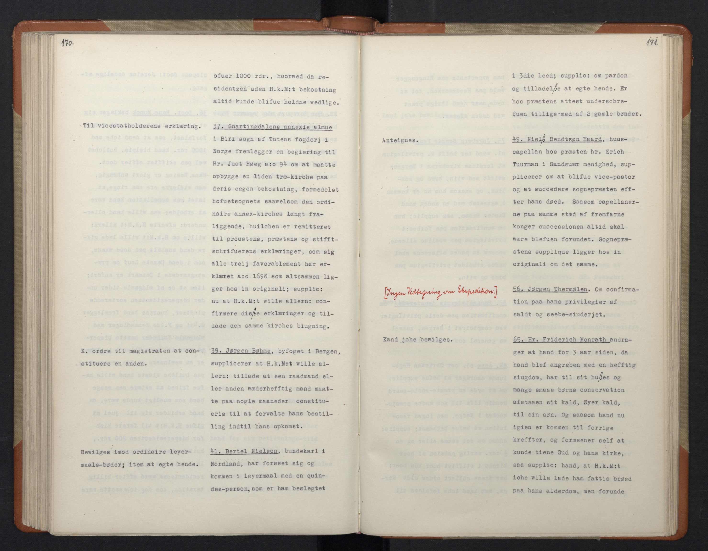 Avskriftsamlingen, AV/RA-EA-4022/F/Fa/L0068: Supplikker, 1699-1700, p. 178