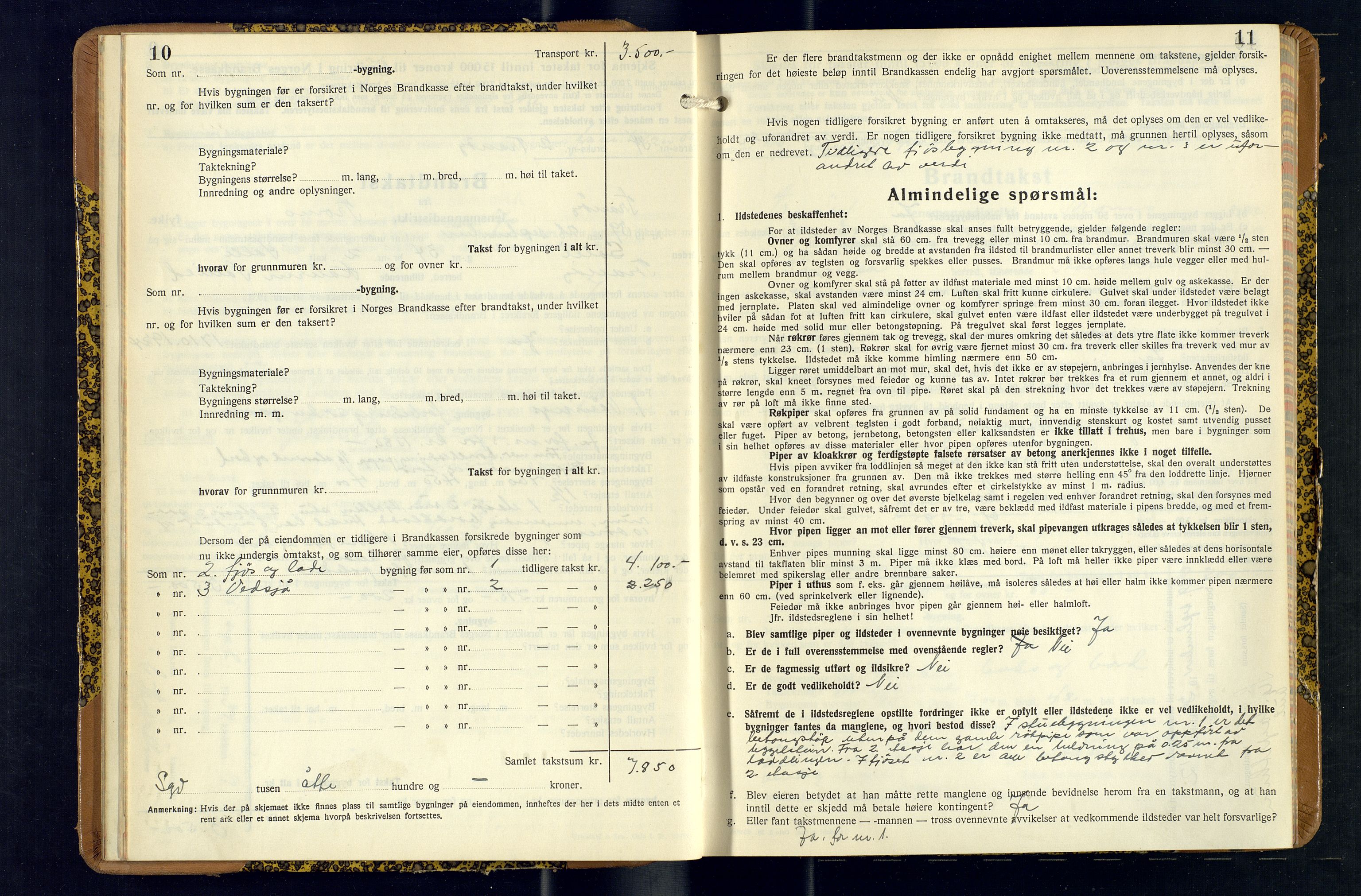 Tranøy lensmannskontor (Sørreisa lensmannskontor), AV/SATØ-SATØ-46/1/F/Fq/Fqc/L0271: Branntakstprotokoller, 1939-1947, p. 10-11