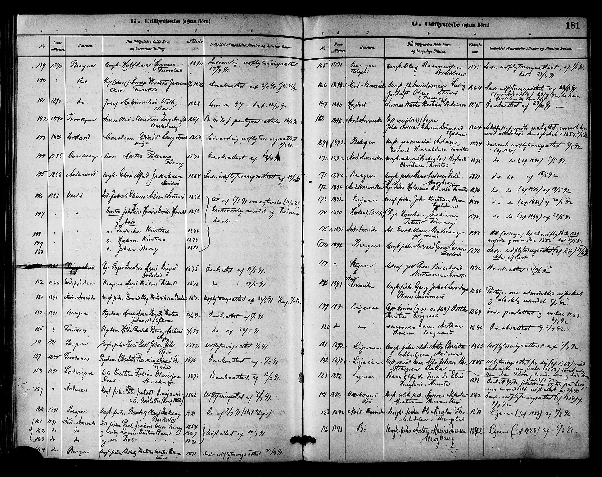 Ministerialprotokoller, klokkerbøker og fødselsregistre - Nordland, SAT/A-1459/893/L1337: Parish register (official) no. 893A09, 1885-1893, p. 181