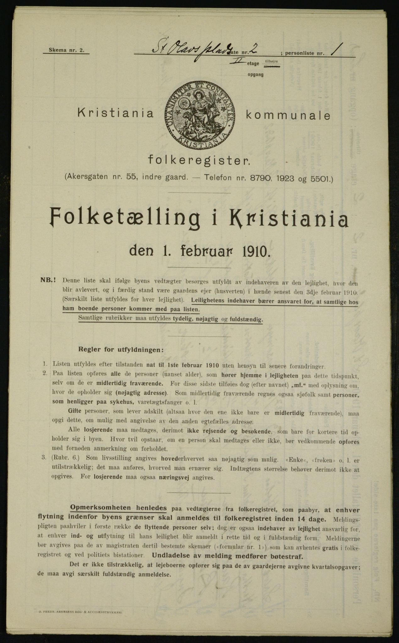 OBA, Municipal Census 1910 for Kristiania, 1910, p. 84454