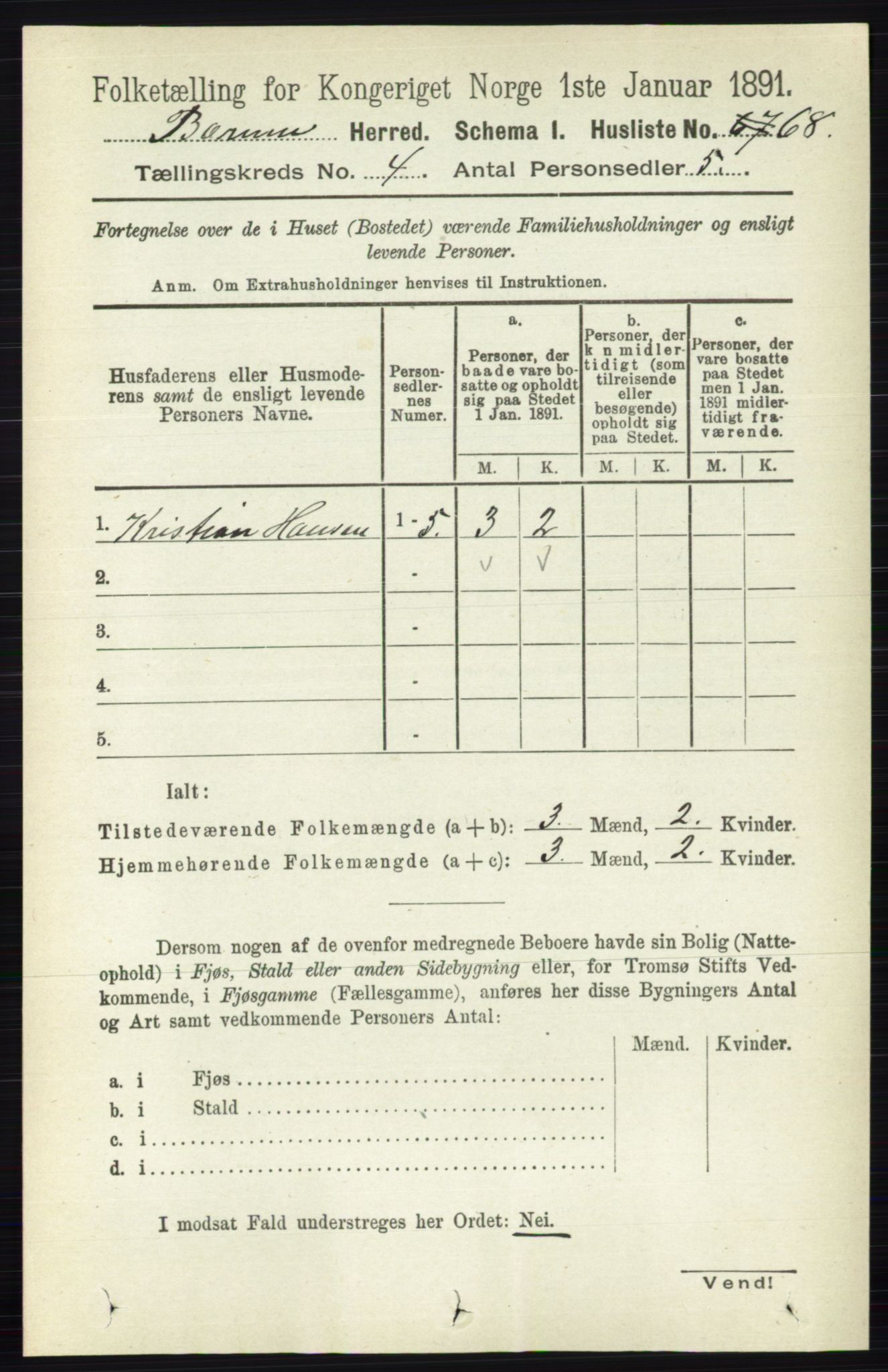 RA, 1891 census for 0219 Bærum, 1891, p. 2473