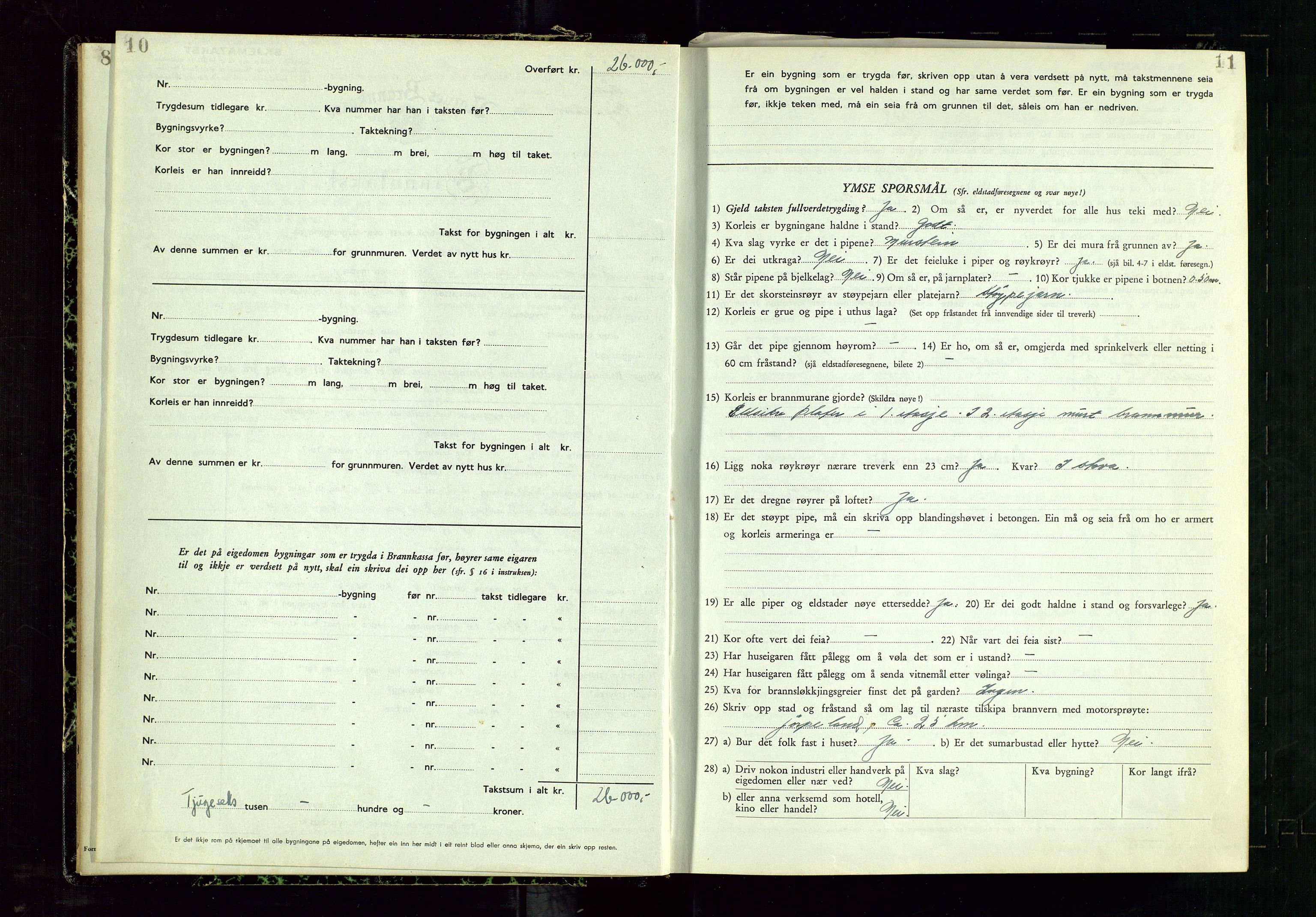 Årdal lensmannskontor, AV/SAST-A-100453/Gob/L0002: "Brandtaxationsprotokol", 1950-1955, p. 10-11