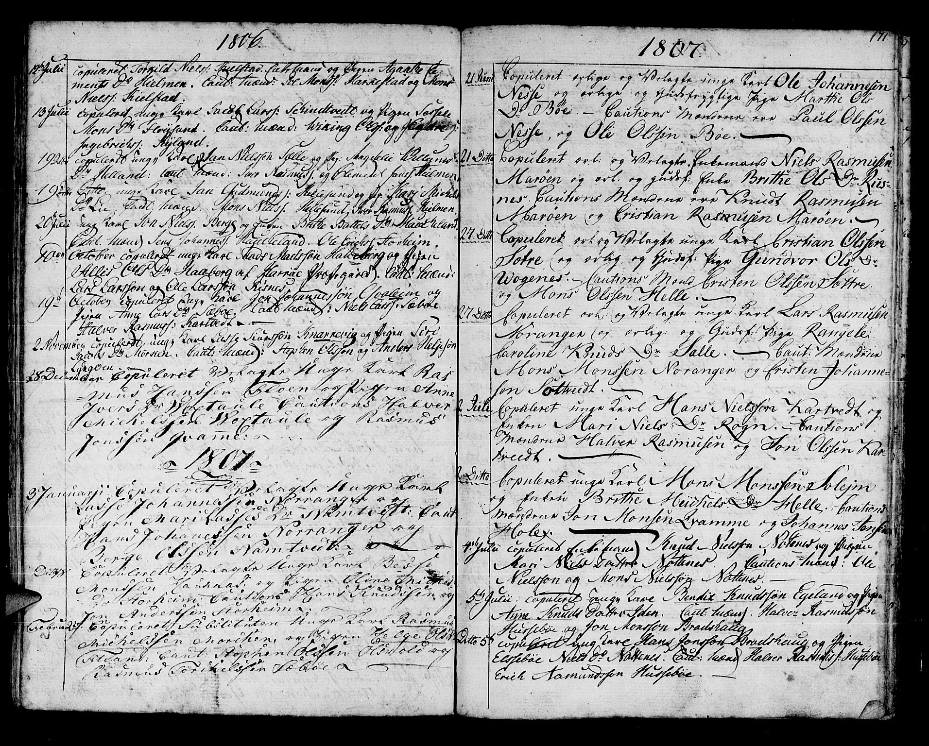 Manger sokneprestembete, SAB/A-76801/H/Haa: Parish register (official) no. A 2, 1792-1815, p. 171