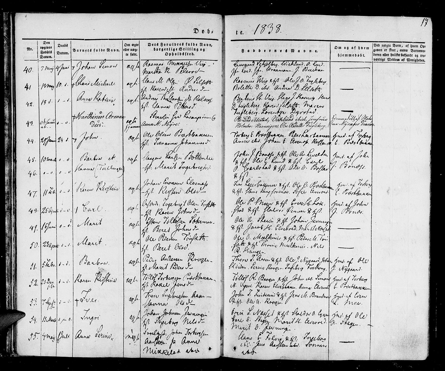 Ibestad sokneprestembete, AV/SATØ-S-0077/H/Ha/Haa/L0006kirke: Parish register (official) no. 6, 1837-1850, p. 17