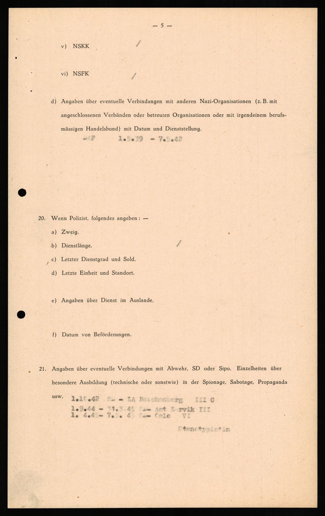 Forsvaret, Forsvarets overkommando II, AV/RA-RAFA-3915/D/Db/L0013: CI Questionaires. Tyske okkupasjonsstyrker i Norge. Tyskere., 1945-1946, p. 307