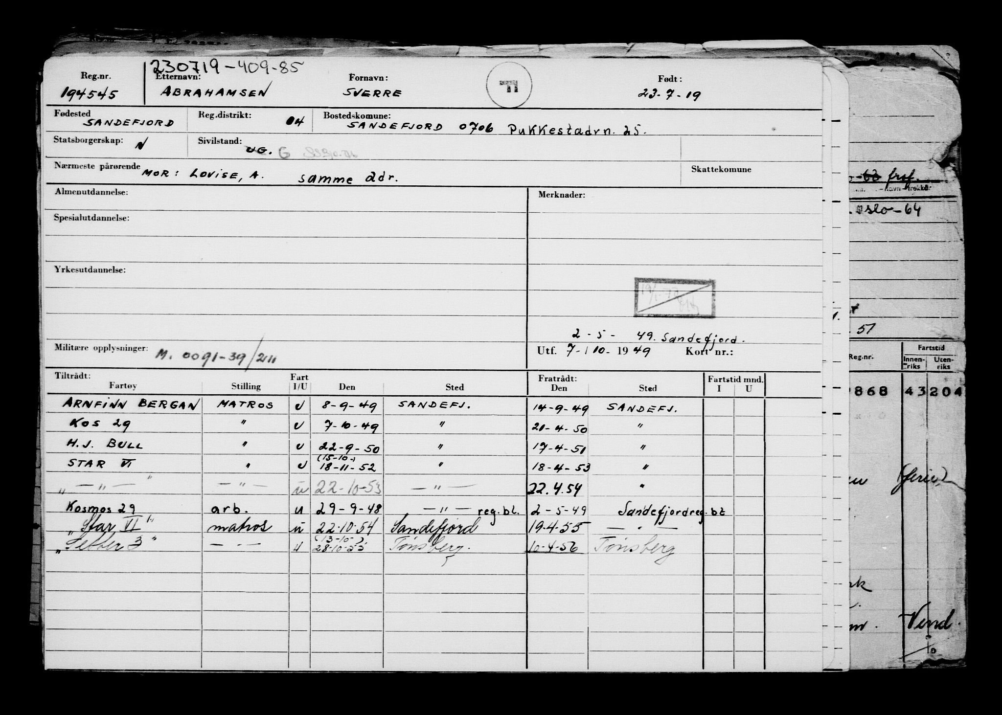 Direktoratet for sjømenn, AV/RA-S-3545/G/Gb/L0170: Hovedkort, 1919, p. 392