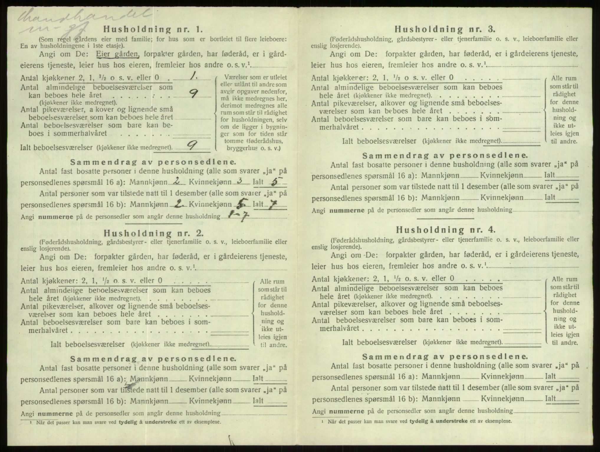 SAB, 1920 census for Gloppen, 1920, p. 915