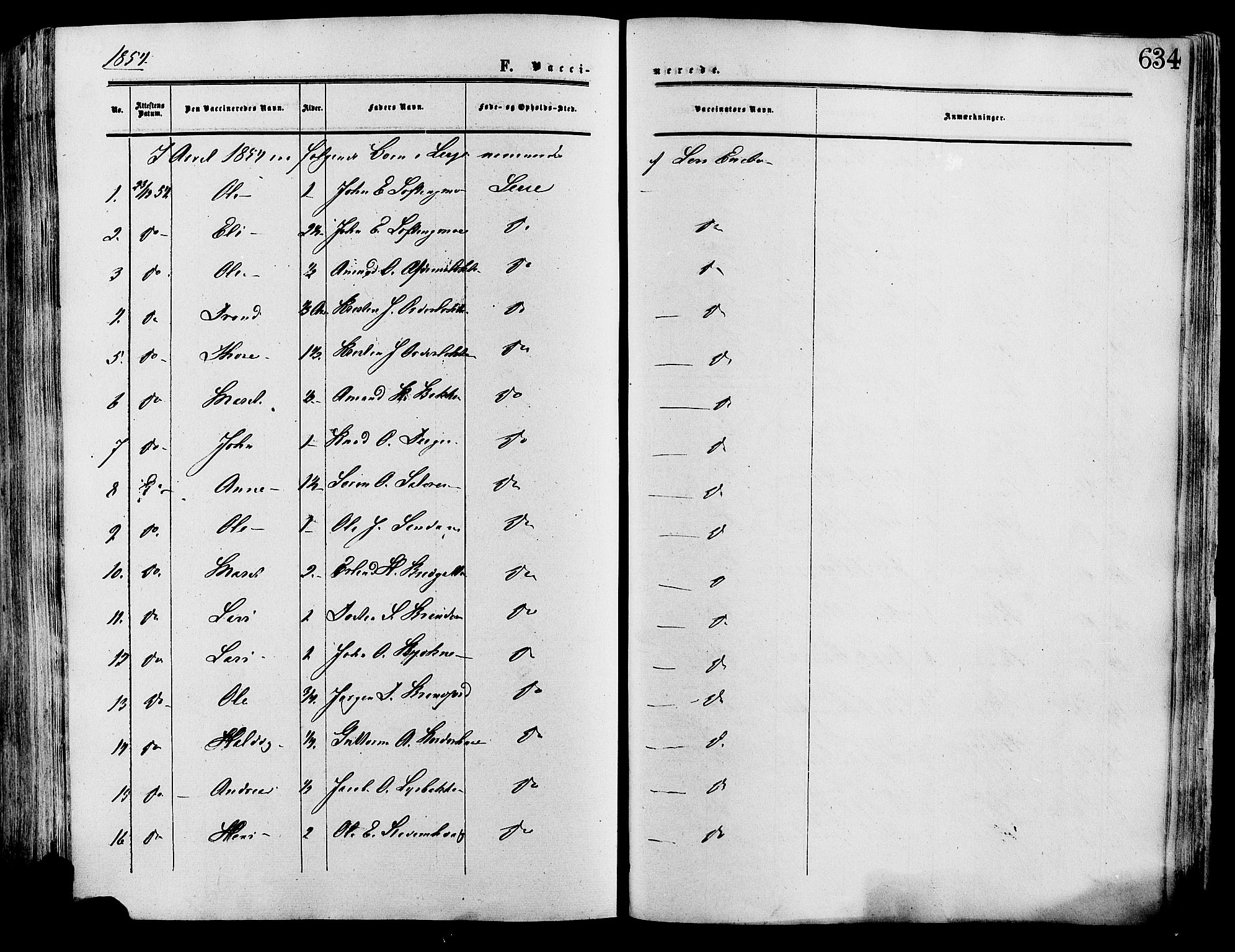 Lesja prestekontor, SAH/PREST-068/H/Ha/Haa/L0008: Parish register (official) no. 8, 1854-1880, p. 634