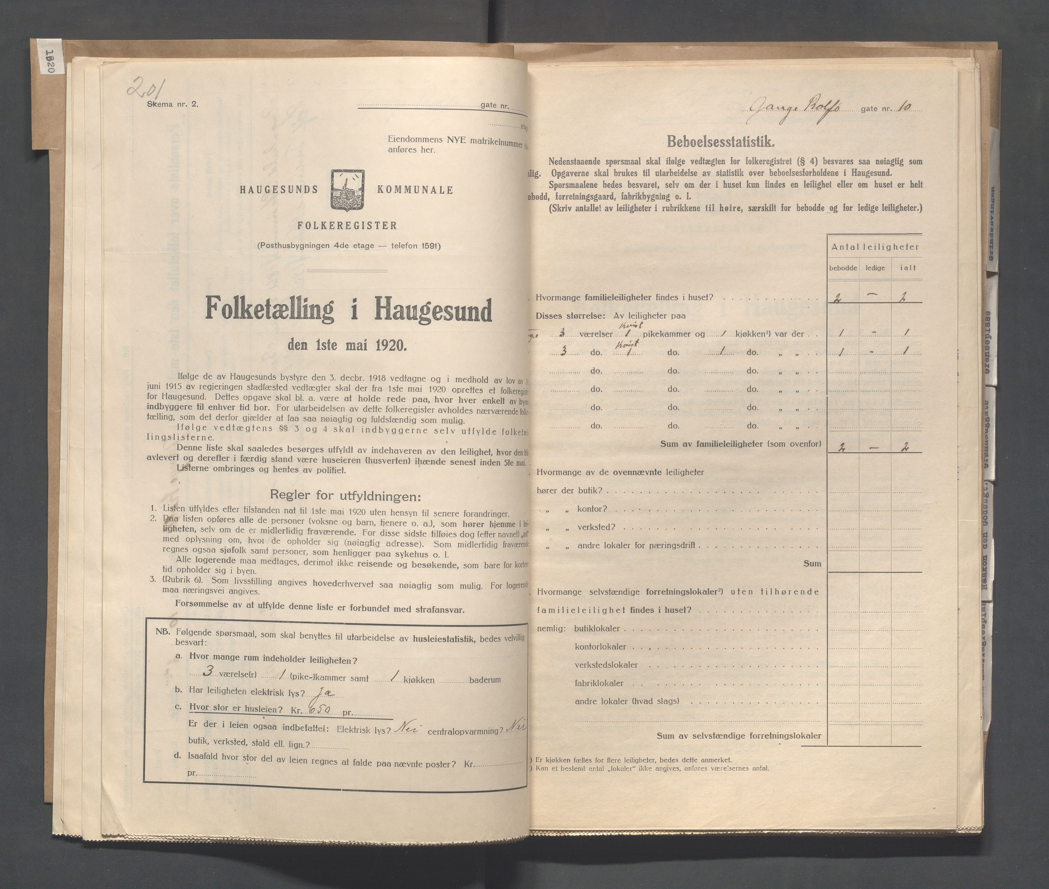 IKAR, Local census 1.5.1920 for Haugesund, 1920, p. 1030