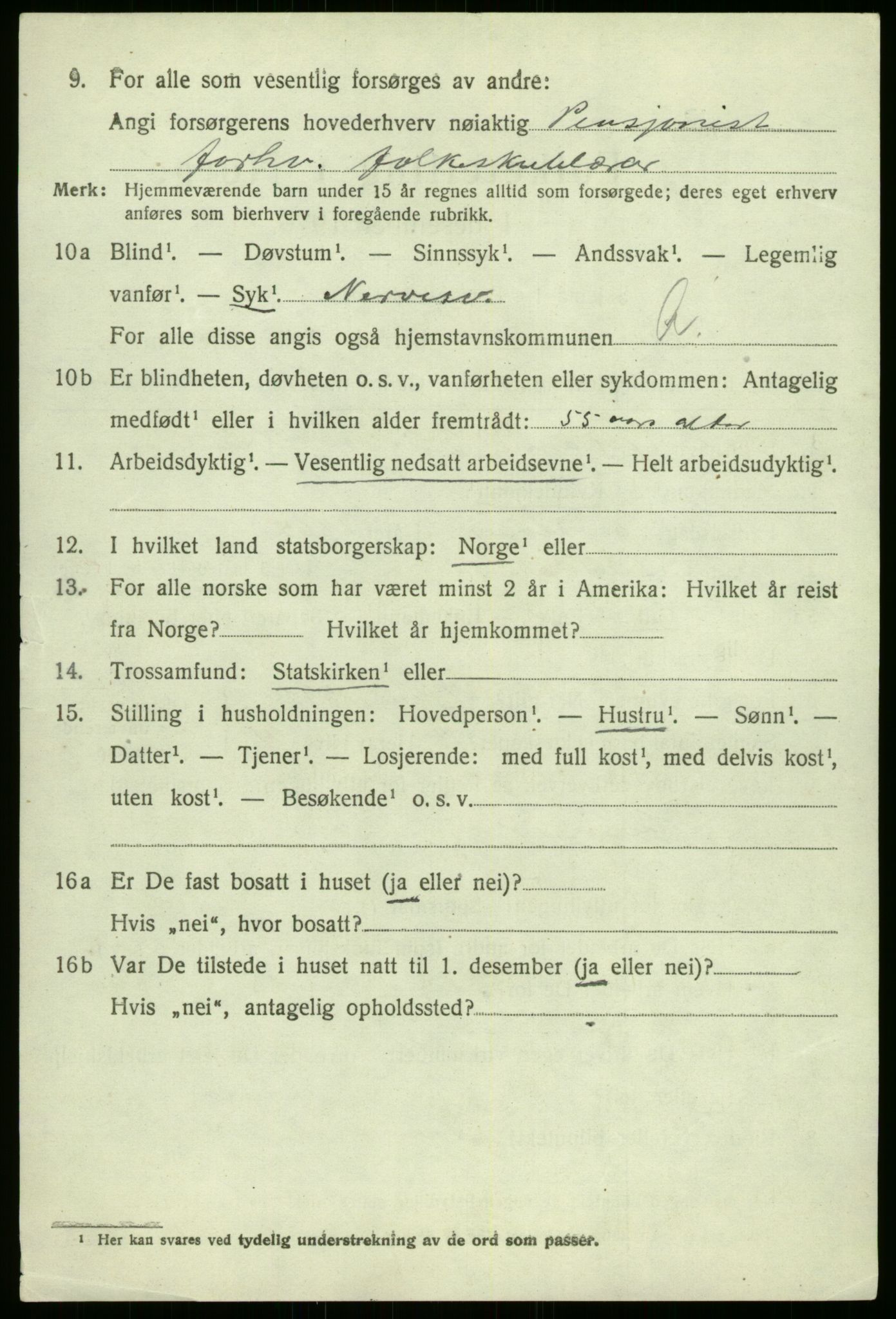 SAB, 1920 census for Aurland, 1920, p. 1839