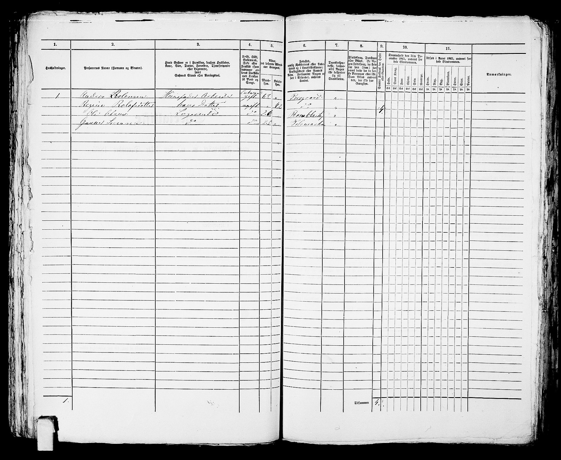 RA, 1865 census for Porsgrunn, 1865, p. 609