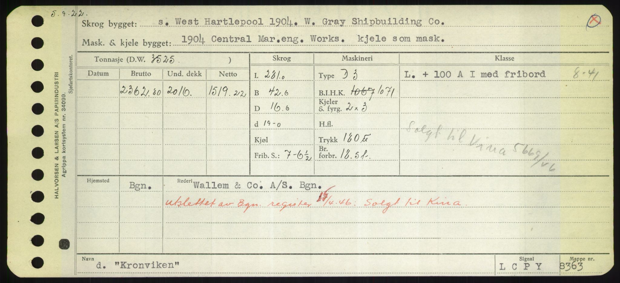 Sjøfartsdirektoratet med forløpere, Skipsmålingen, AV/RA-S-1627/H/Hd/L0021: Fartøy, Kor-Kår, p. 215