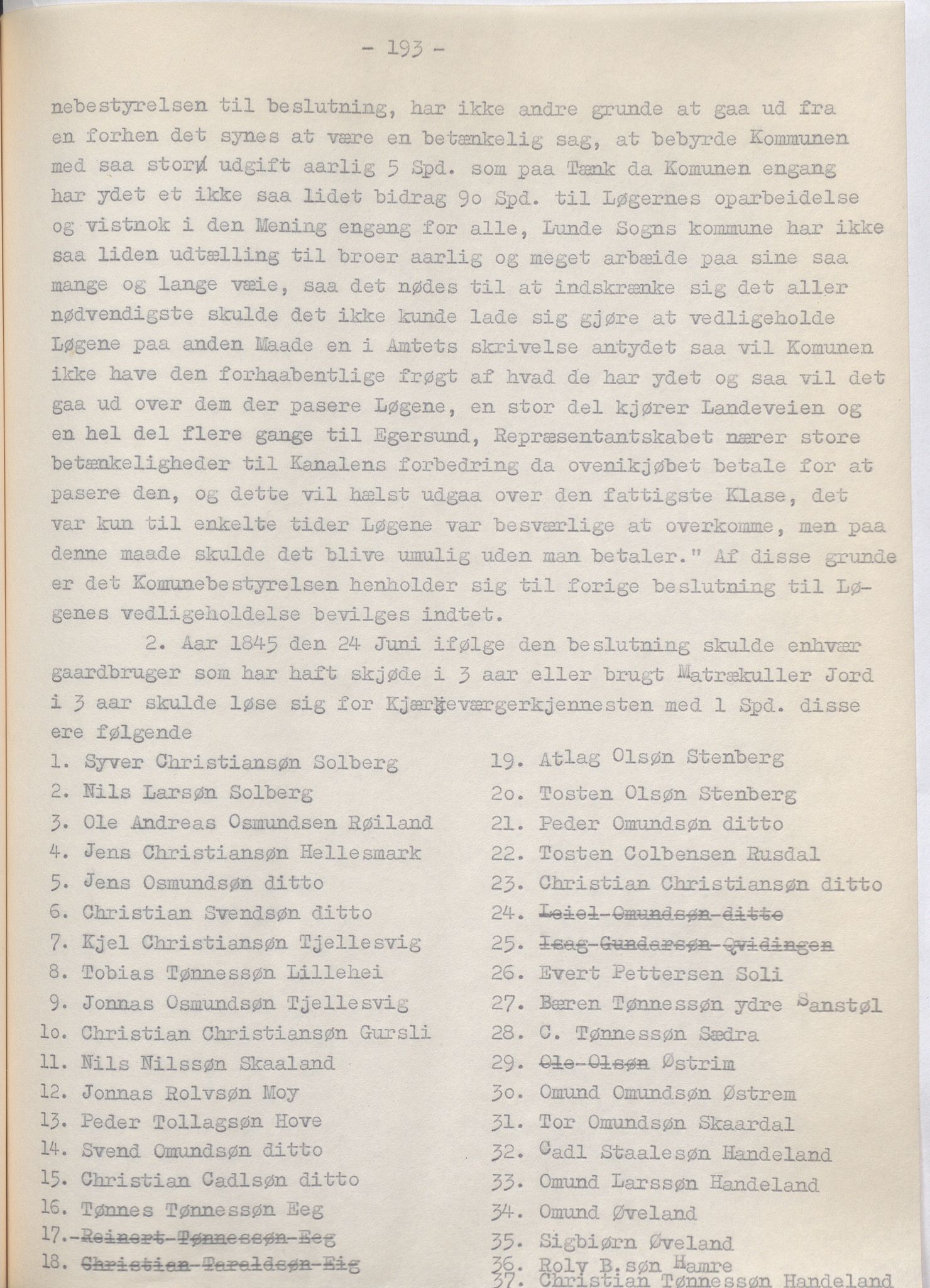 Lund kommune - Formannskapet/Formannskapskontoret, IKAR/K-101761/A/Aa/Aaa/L0002: Forhandlingsprotokoll, 1837-1865, p. 193