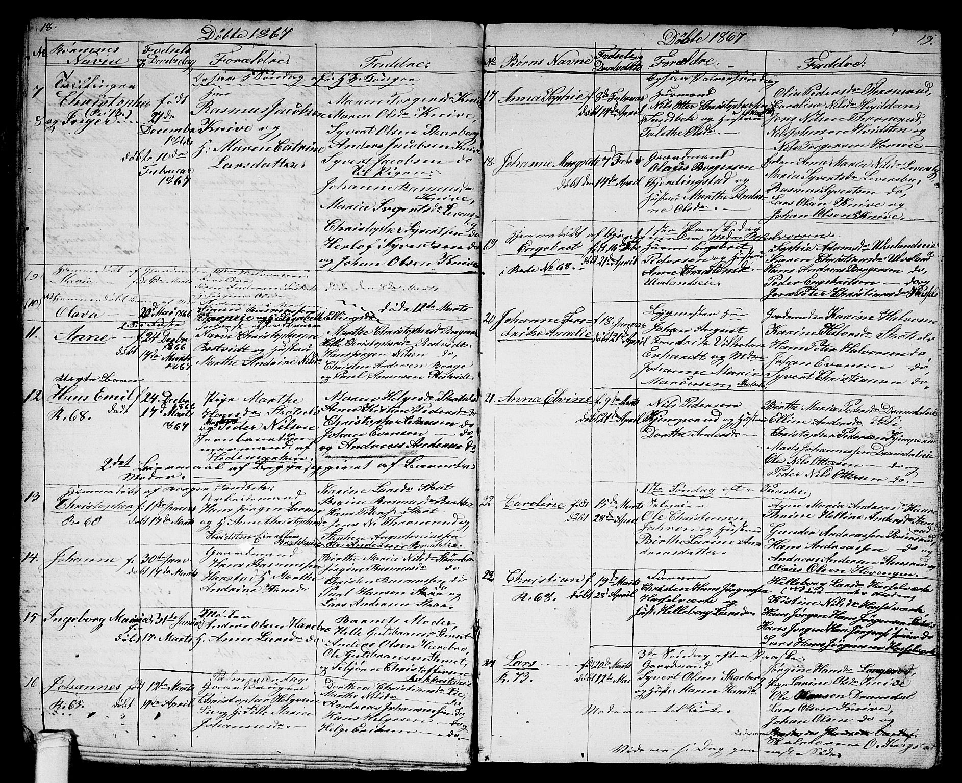 Eiker kirkebøker, AV/SAKO-A-4/G/Gb/L0002: Parish register (copy) no. II 2, 1865-1879, p. 18-19