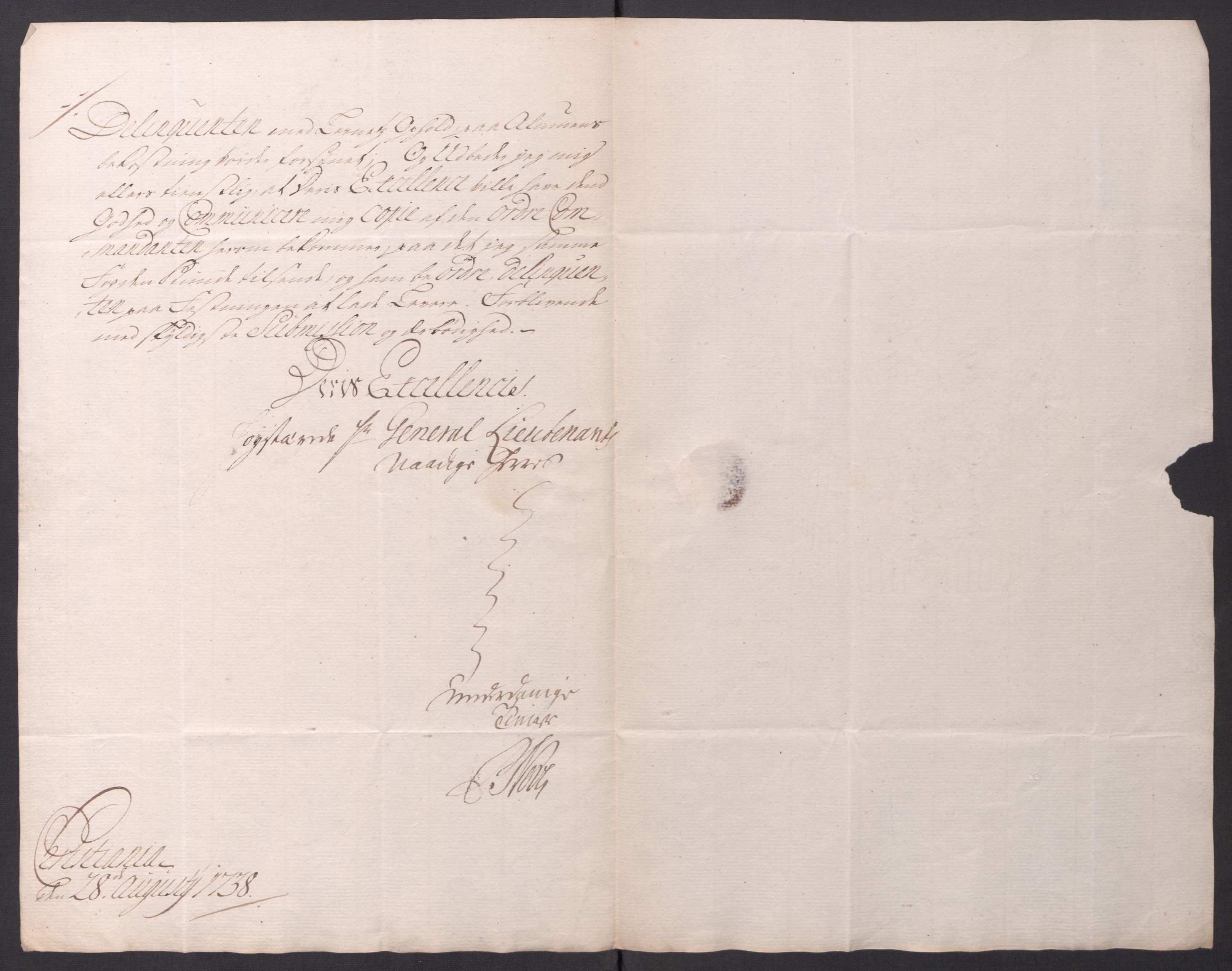 Kommanderende general (KG I) med Det norske krigsdirektorium, AV/RA-EA-5419/D/L0061: Stattholderens, stiftamtmenns og amtmenns brev, 1731-1740, p. 258