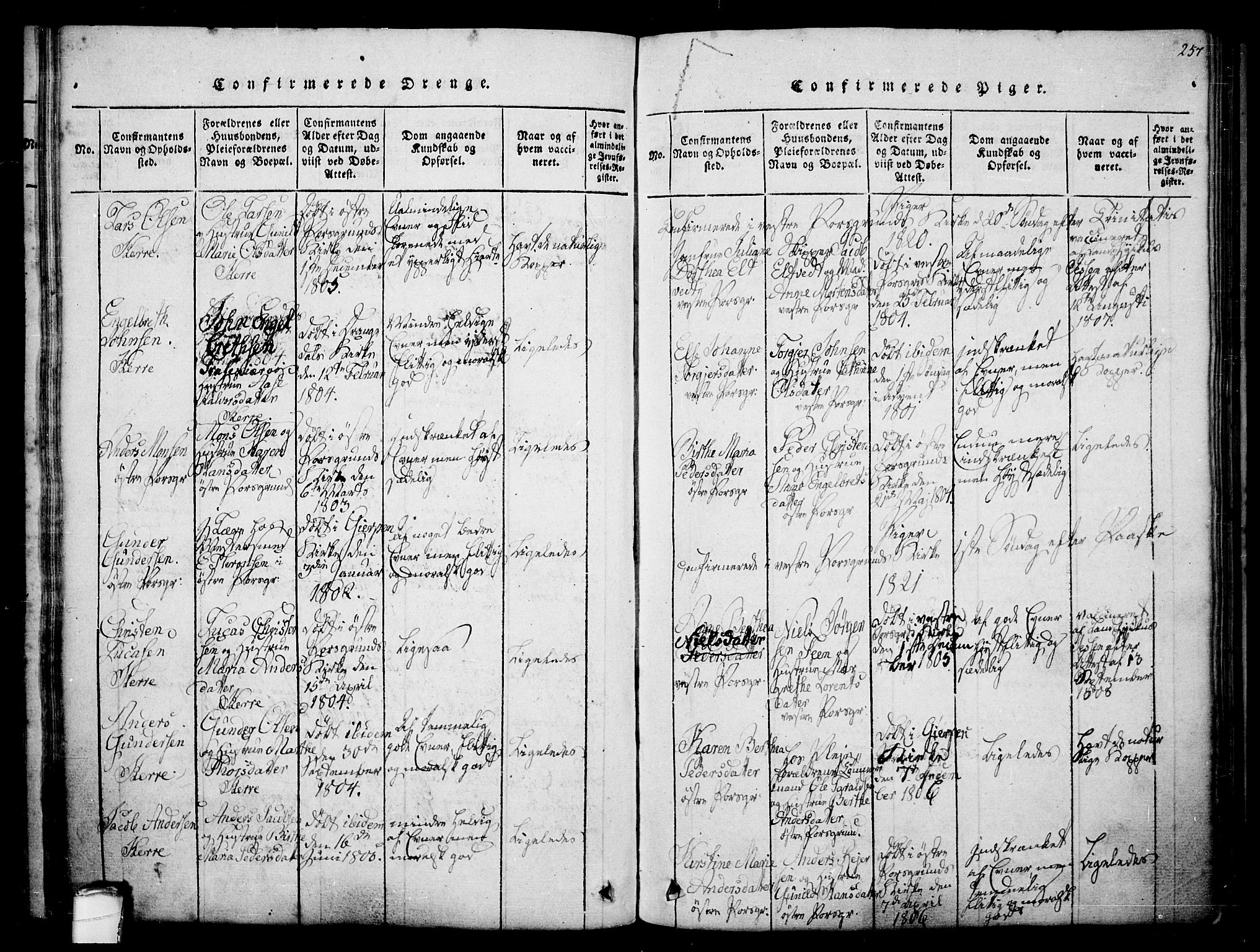 Porsgrunn kirkebøker , SAKO/A-104/F/Fa/L0004: Parish register (official) no. 4, 1814-1828, p. 257