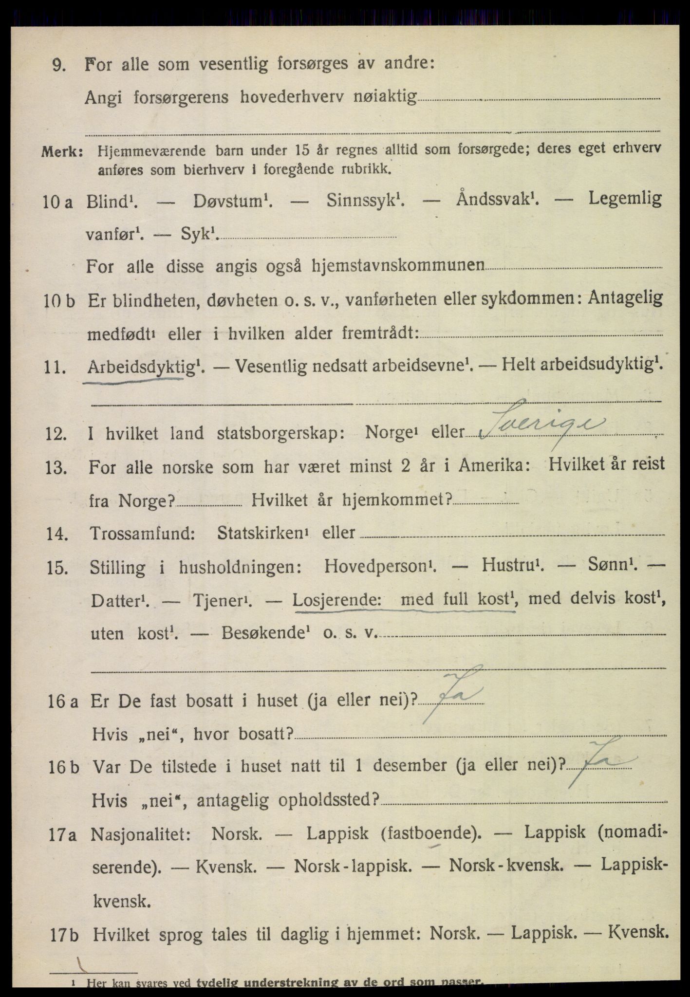 SAT, 1920 census for Fauske, 1920, p. 10831