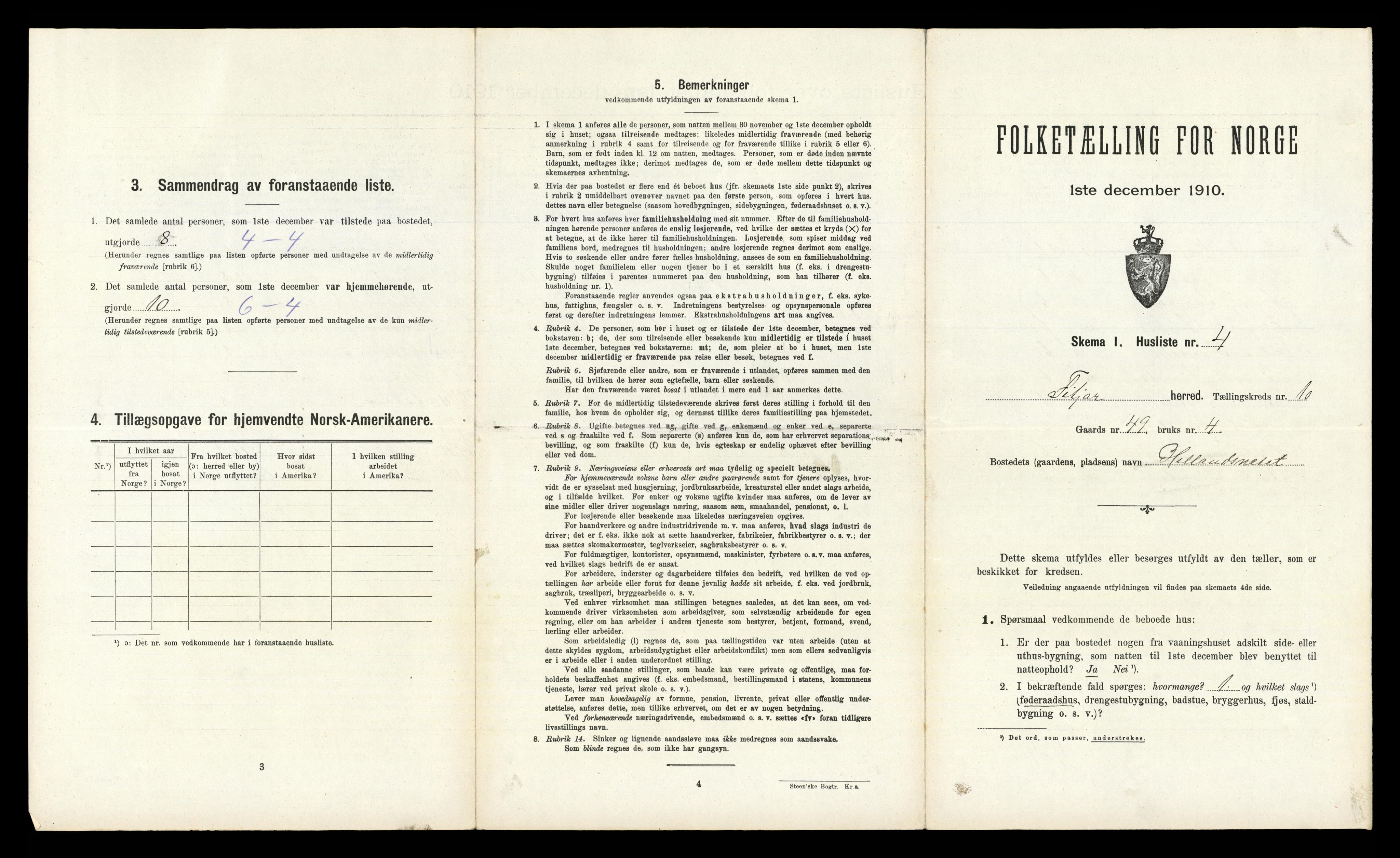 RA, 1910 census for Fitjar, 1910, p. 551
