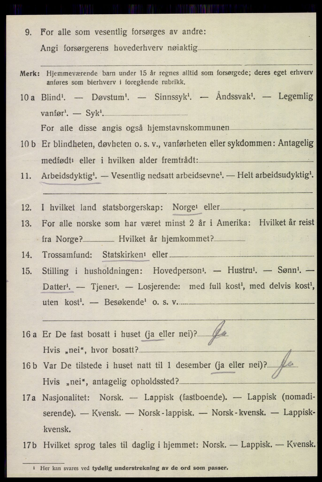 SAT, 1920 census for Fauske, 1920, p. 10099