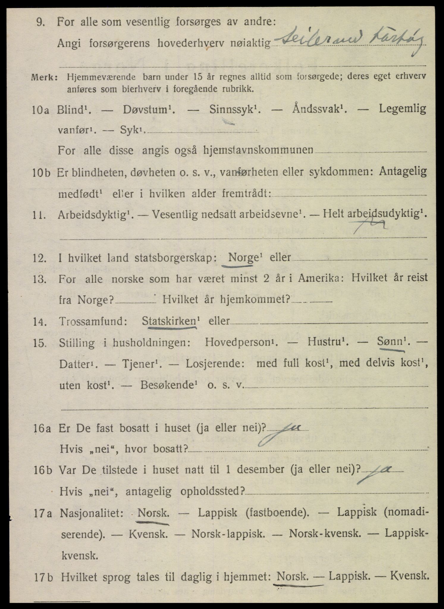 SAT, 1920 census for Vega, 1920, p. 4534