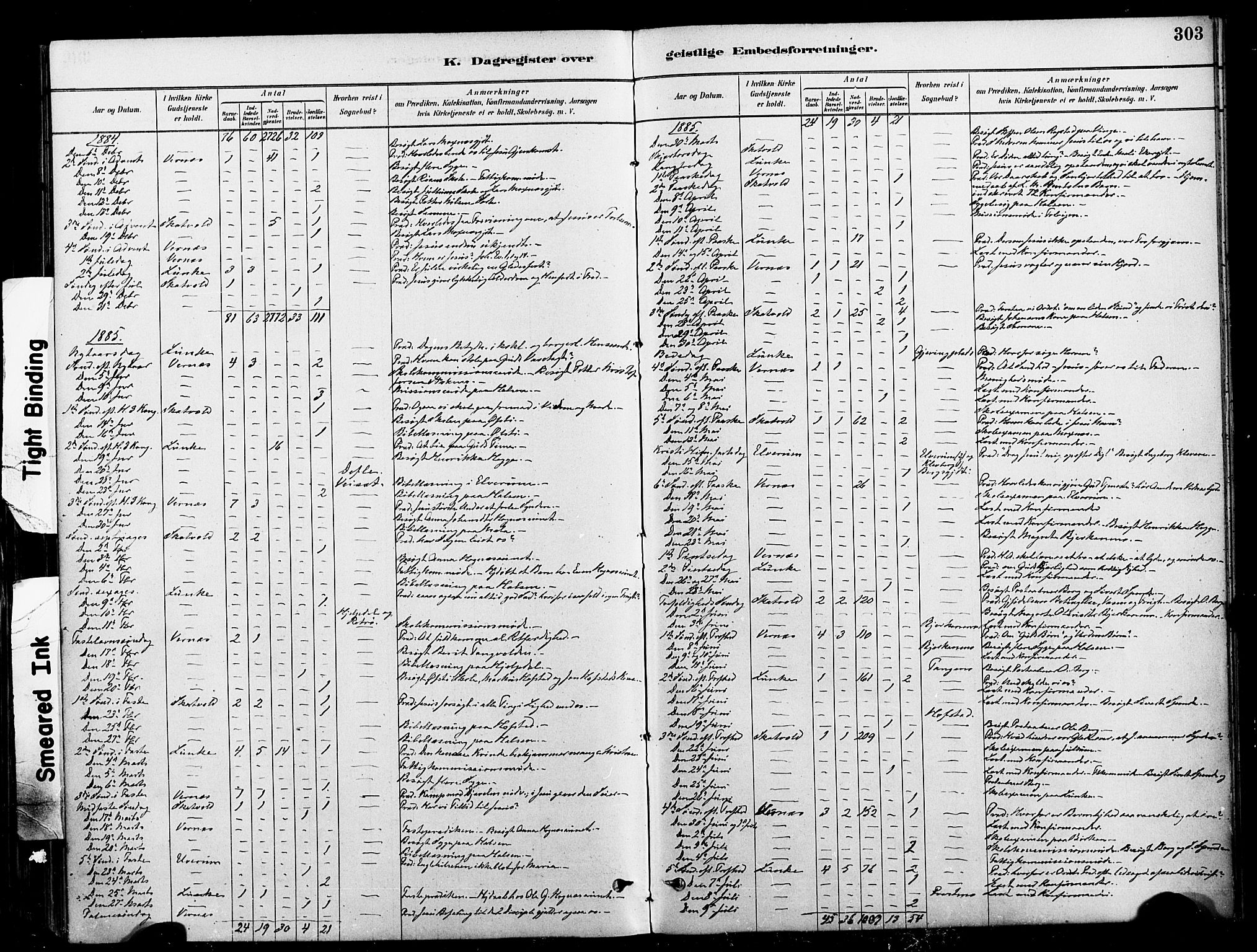 Ministerialprotokoller, klokkerbøker og fødselsregistre - Nord-Trøndelag, AV/SAT-A-1458/709/L0077: Parish register (official) no. 709A17, 1880-1895, p. 303