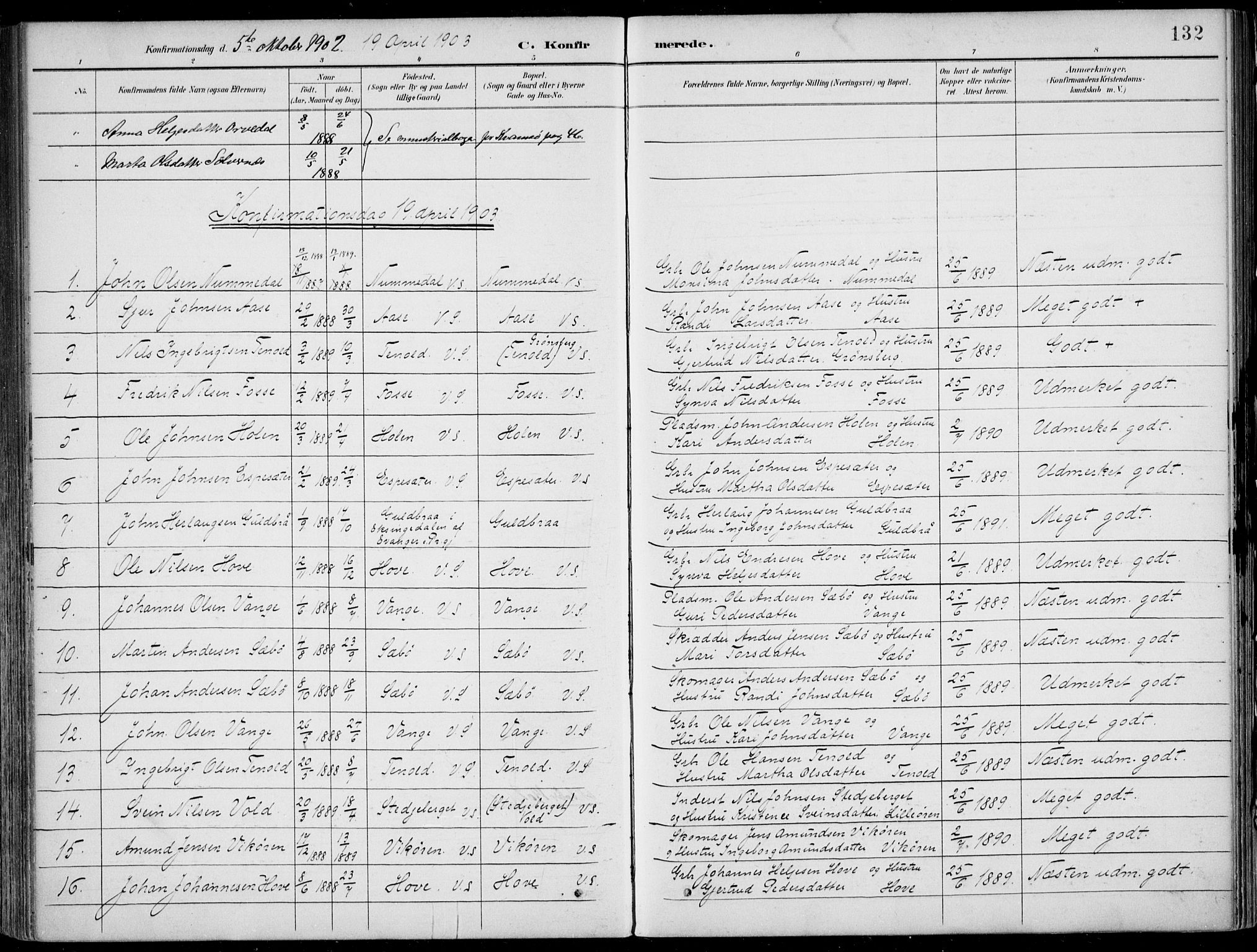 Vik sokneprestembete, AV/SAB-A-81501/H/Haa/Haab/L0002: Parish register (official) no. B  2, 1891-1907, p. 132