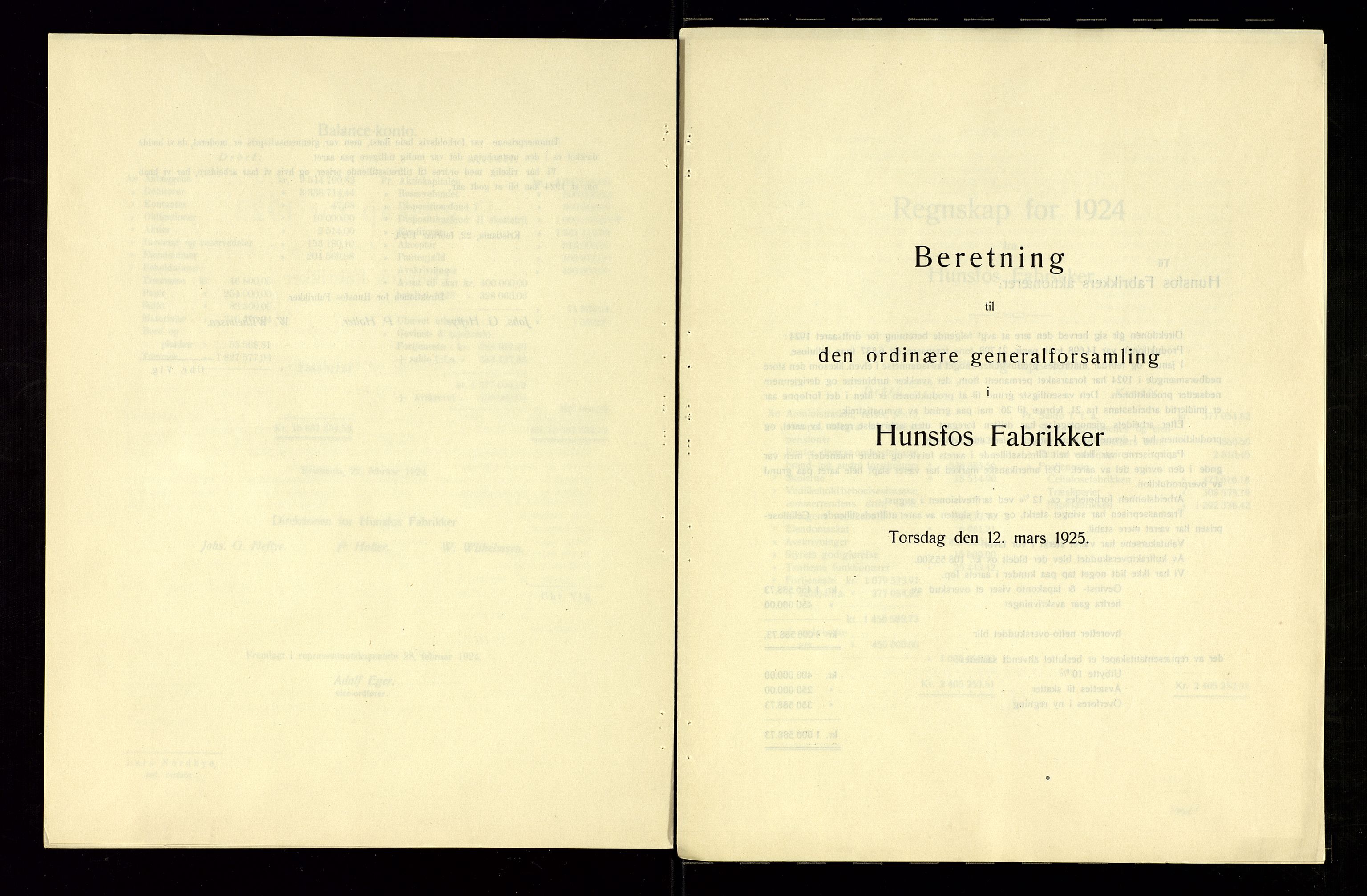 Hunsfos fabrikker, SAK/D/1440/01/L0001/0003: Vedtekter, anmeldelser og årsberetninger / Årsberetninger og regnskap, 1918-1989, p. 29