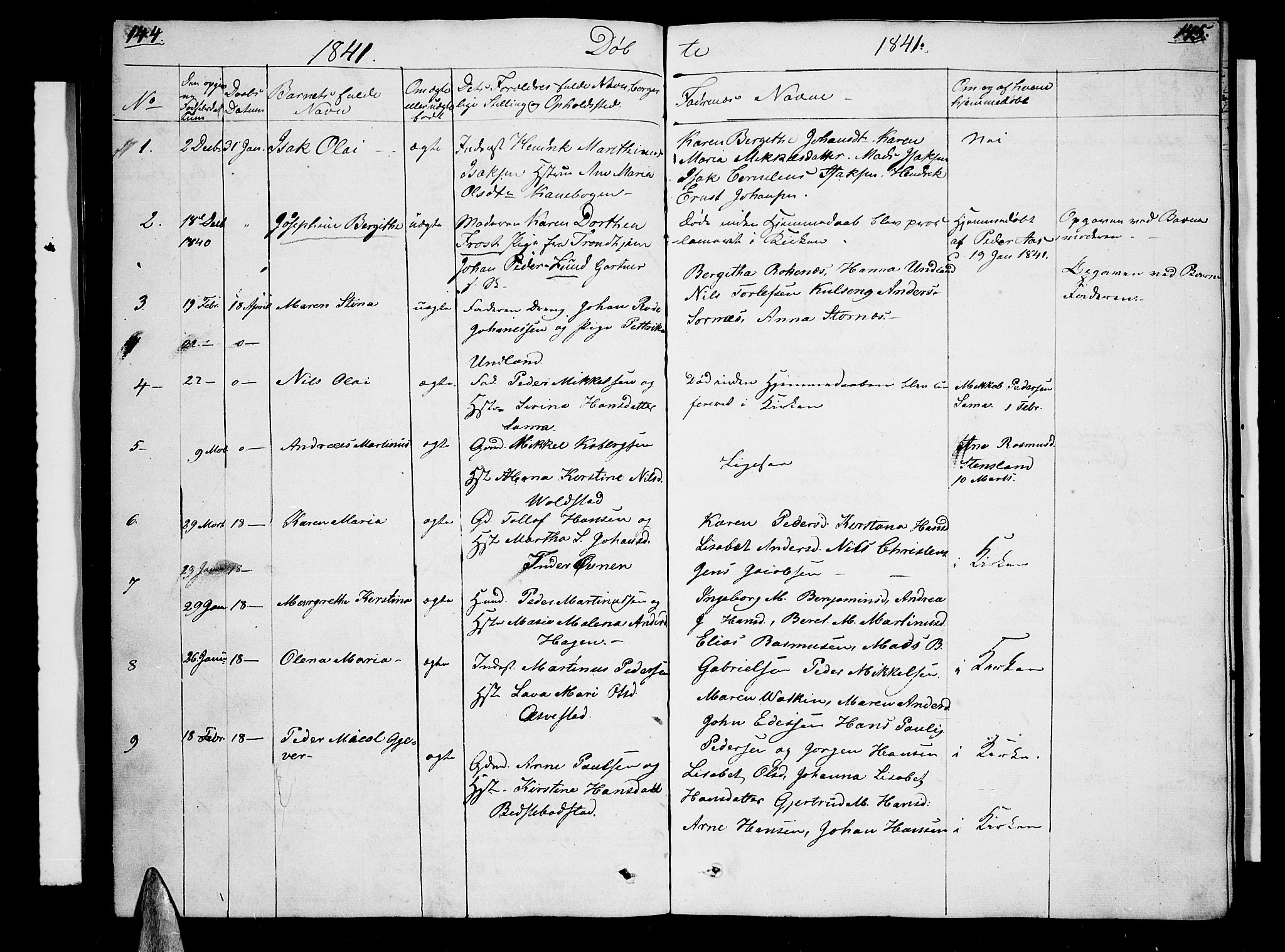 Trondenes sokneprestkontor, SATØ/S-1319/H/Hb/L0005klokker: Parish register (copy) no. 5, 1834-1845, p. 144-145
