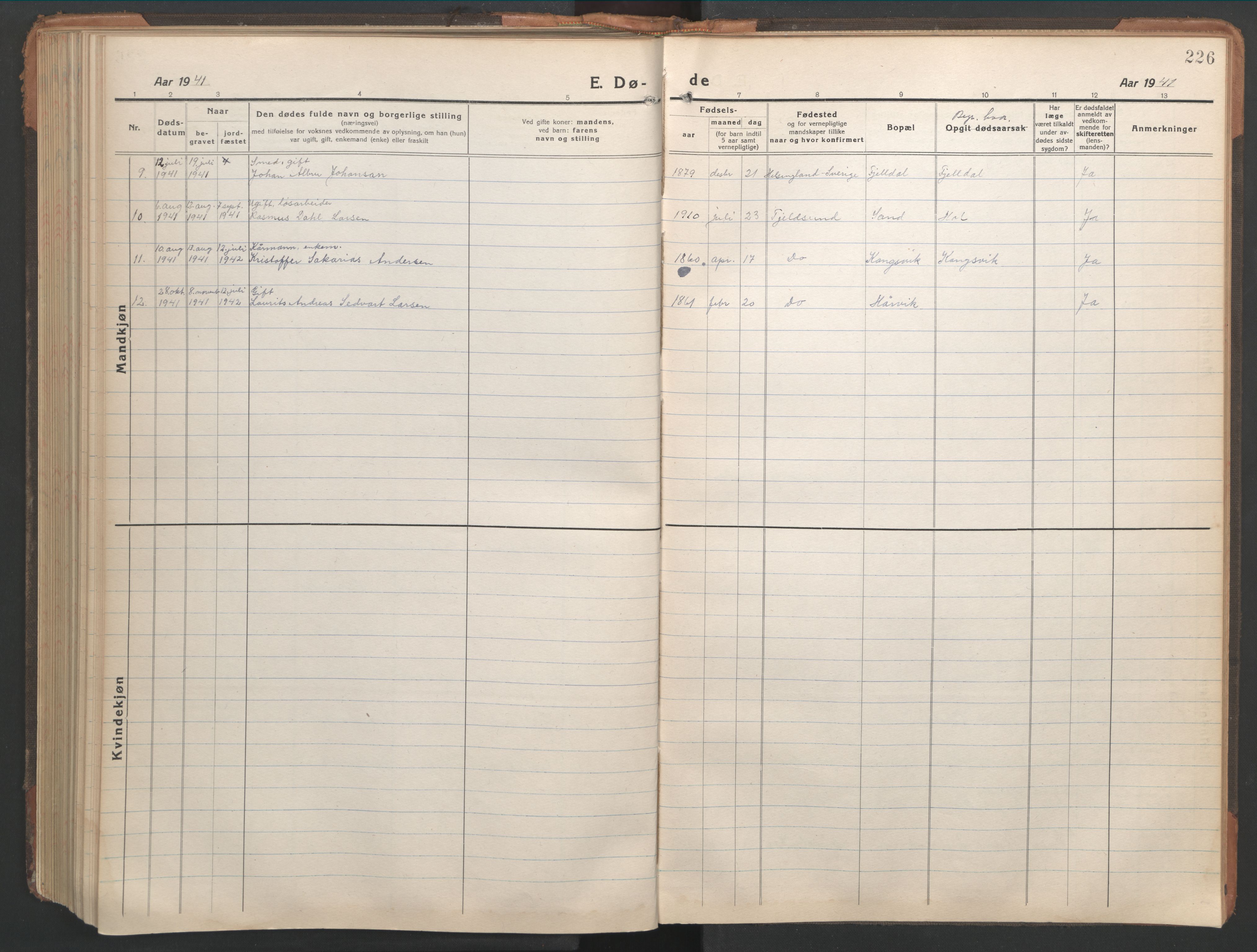 Ministerialprotokoller, klokkerbøker og fødselsregistre - Nordland, AV/SAT-A-1459/865/L0933: Parish register (copy) no. 865C05, 1917-1947, p. 226