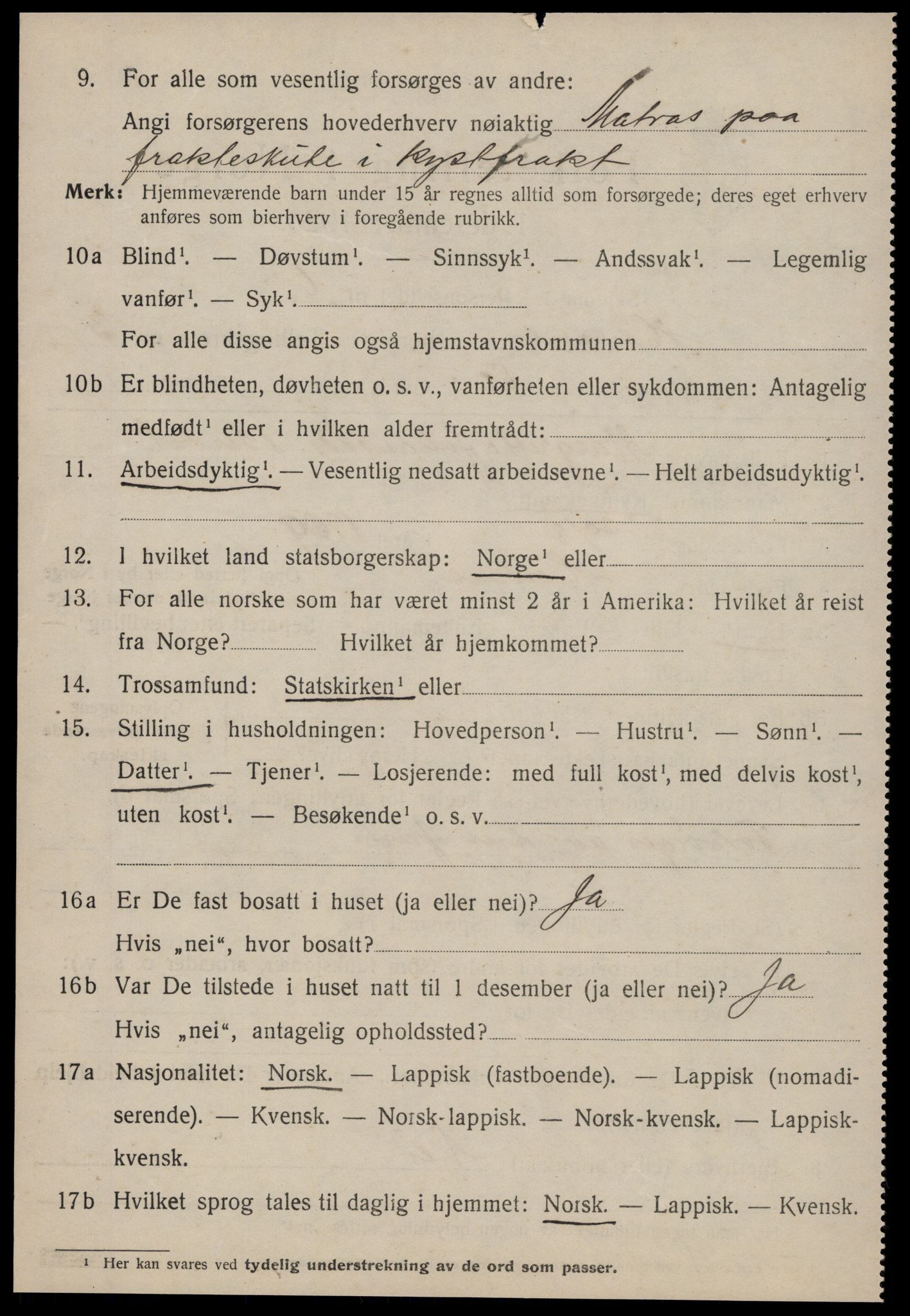 SAT, 1920 census for Hemne, 1920, p. 2845