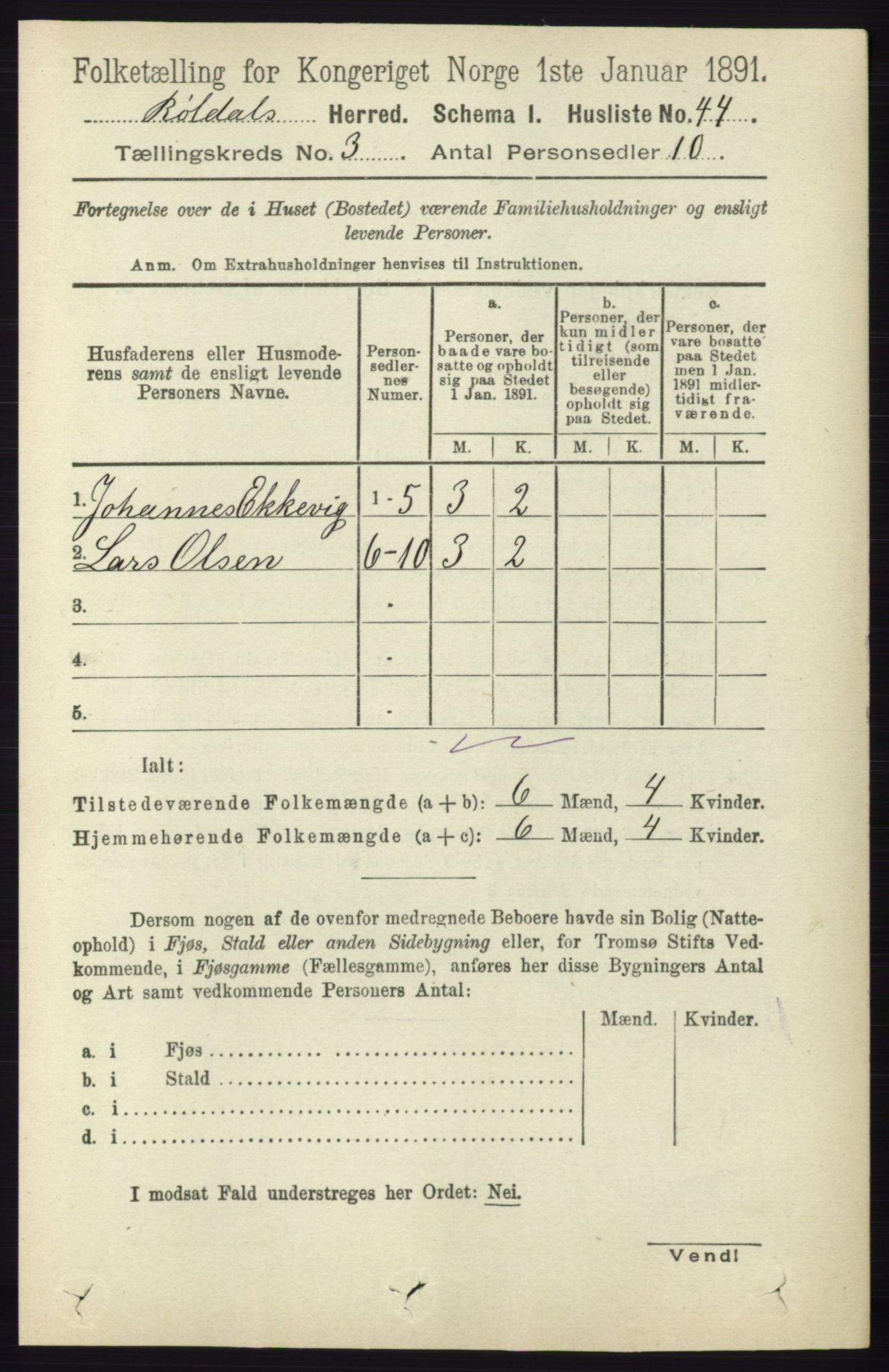 RA, 1891 census for 1229 Røldal, 1891, p. 895