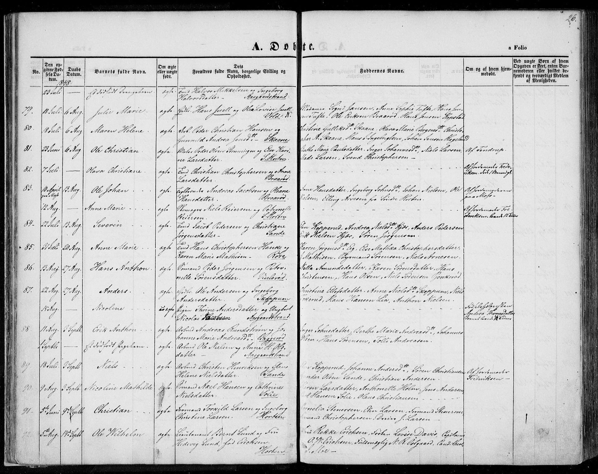 Borre kirkebøker, AV/SAKO-A-338/F/Fa/L0005: Parish register (official) no. I 5, 1845-1851, p. 26