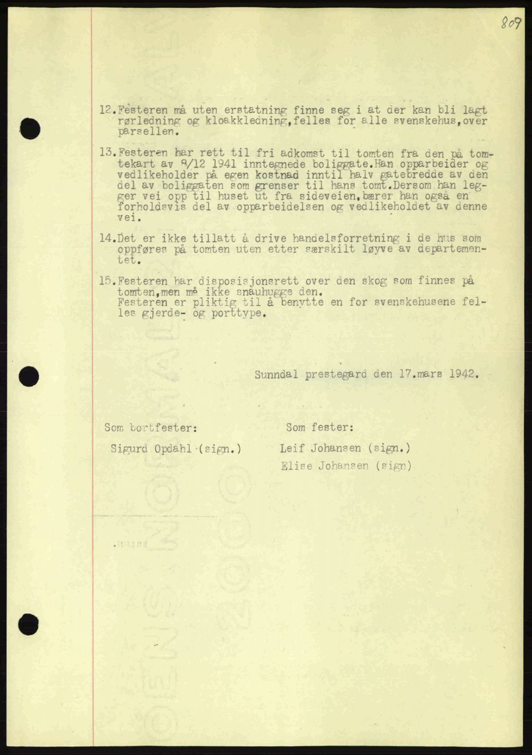 Nordmøre sorenskriveri, AV/SAT-A-4132/1/2/2Ca: Mortgage book no. A92, 1942-1942, Diary no: : 1402/1942