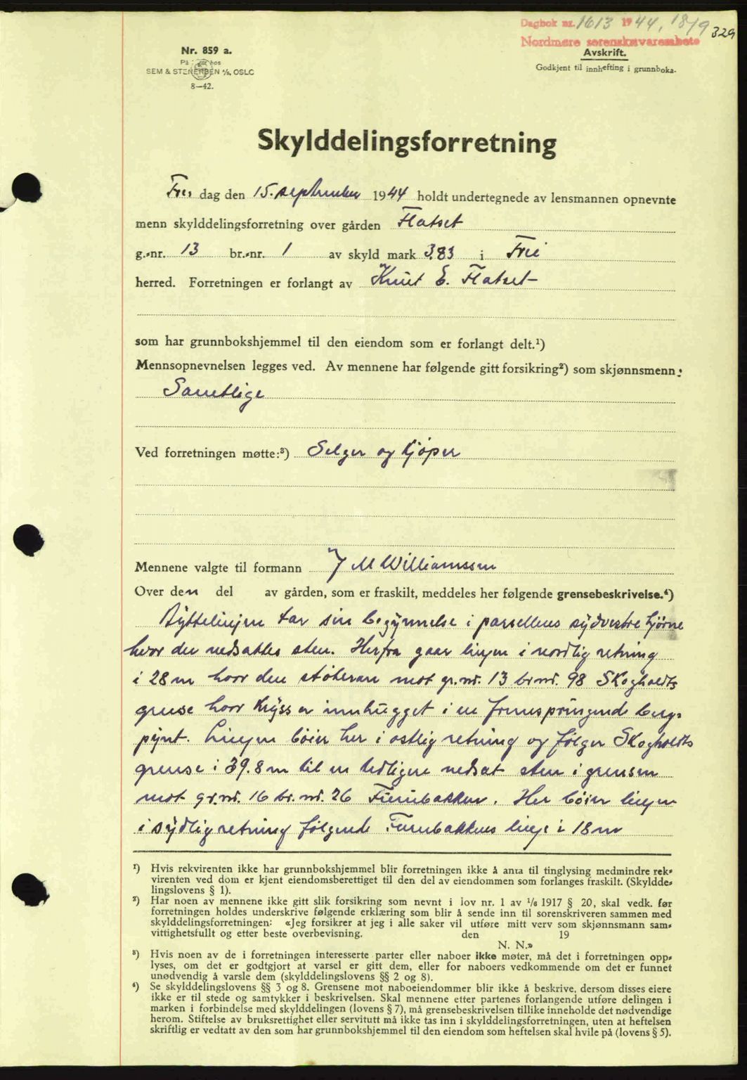 Nordmøre sorenskriveri, AV/SAT-A-4132/1/2/2Ca: Mortgage book no. A98, 1944-1944, Diary no: : 1613/1944