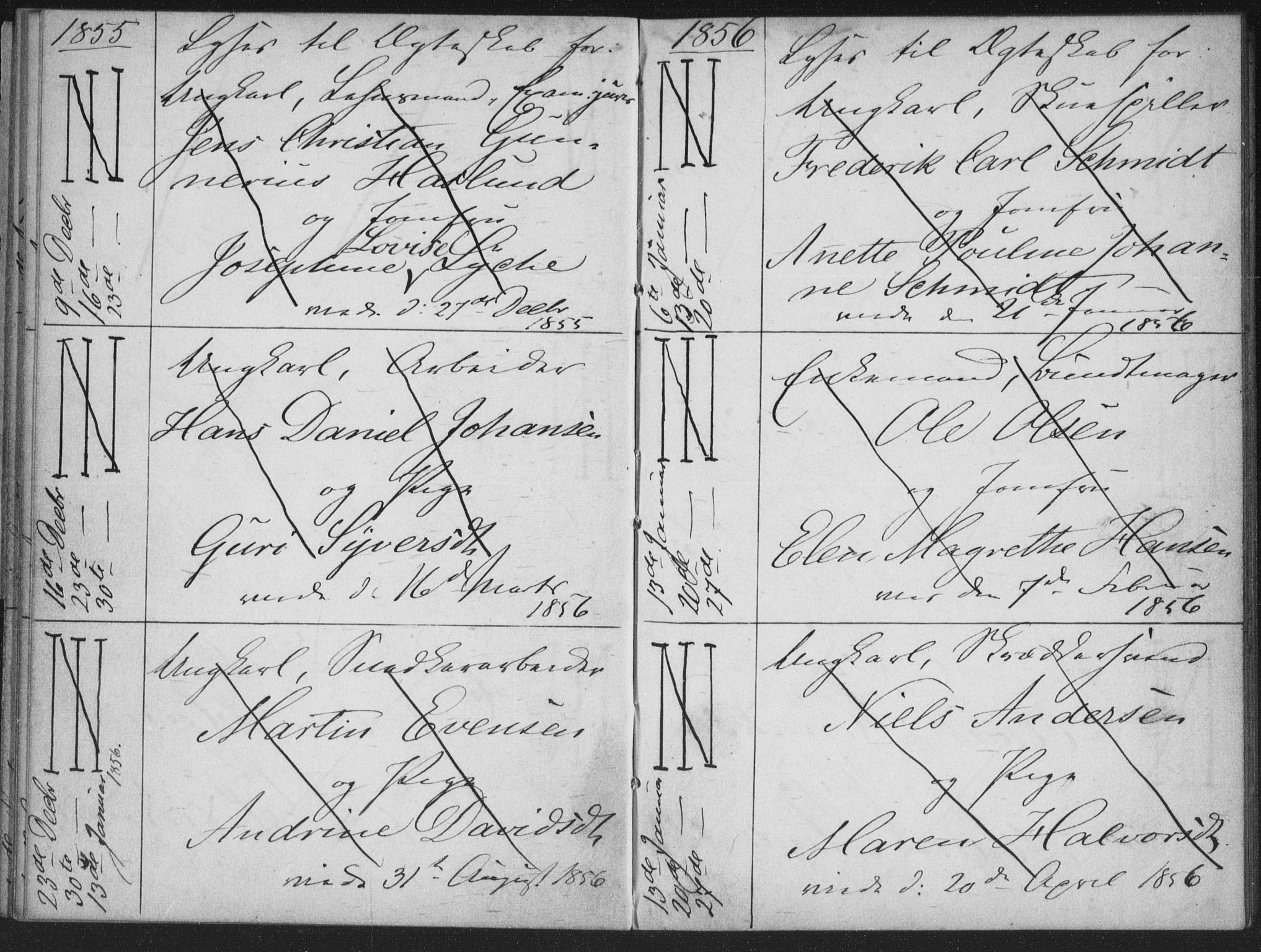 Bragernes kirkebøker, AV/SAKO-A-6/H/Ha/L0003: Banns register no. 3, 1854-1859