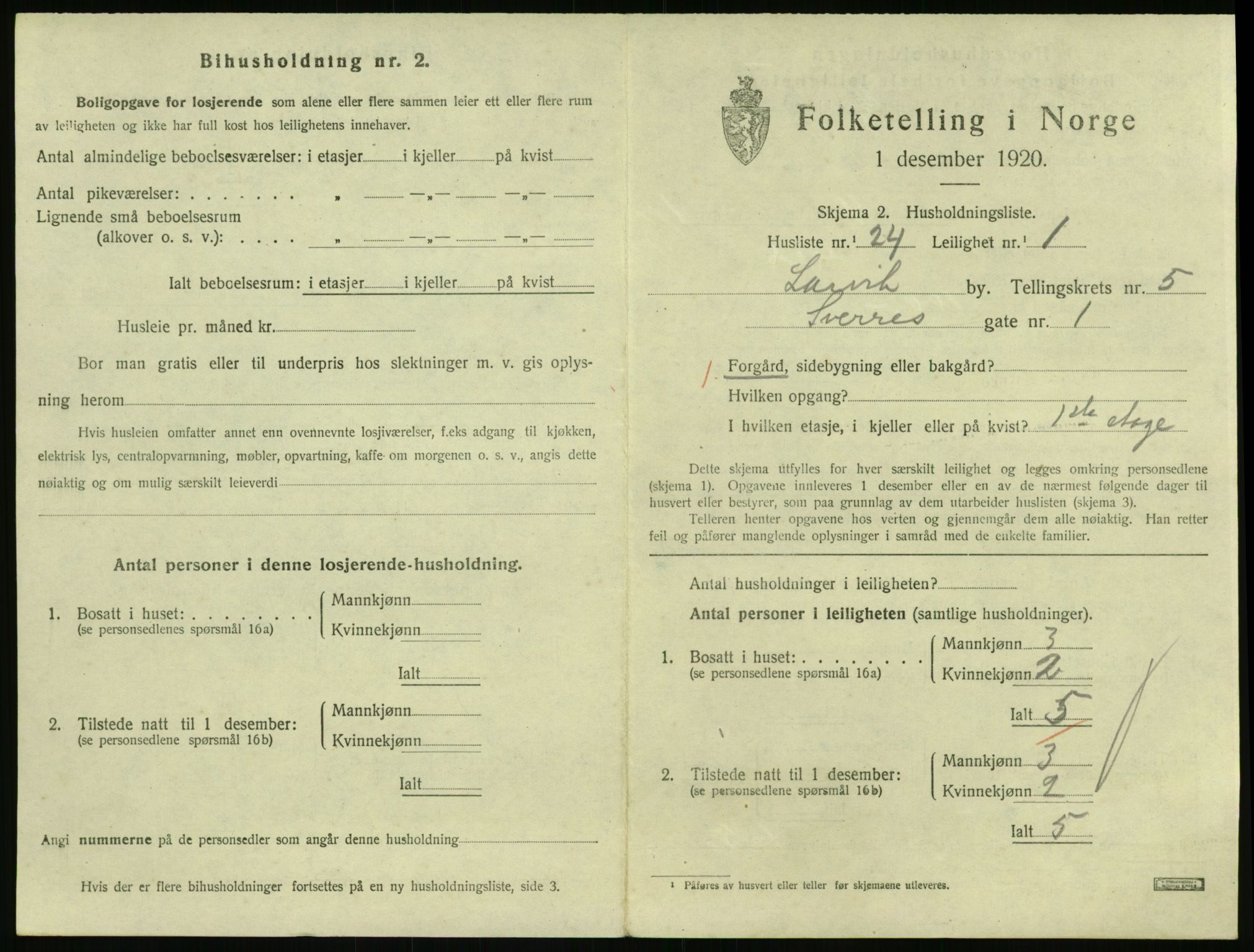 SAKO, 1920 census for Larvik, 1920, p. 4952