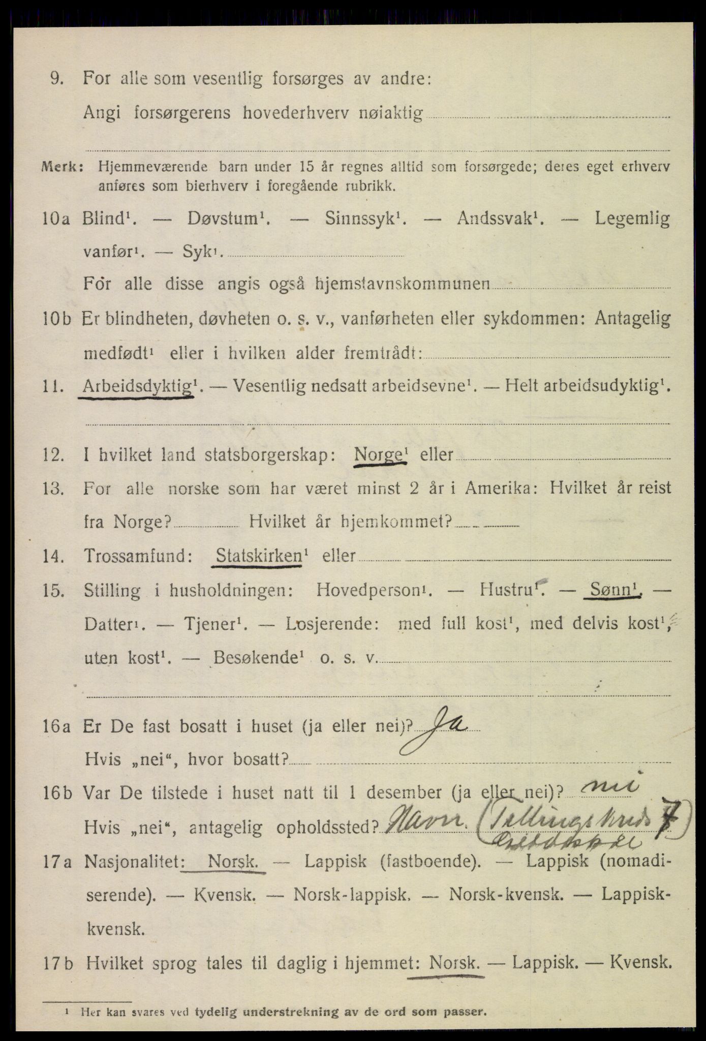 SAT, 1920 census for Gildeskål, 1920, p. 5417