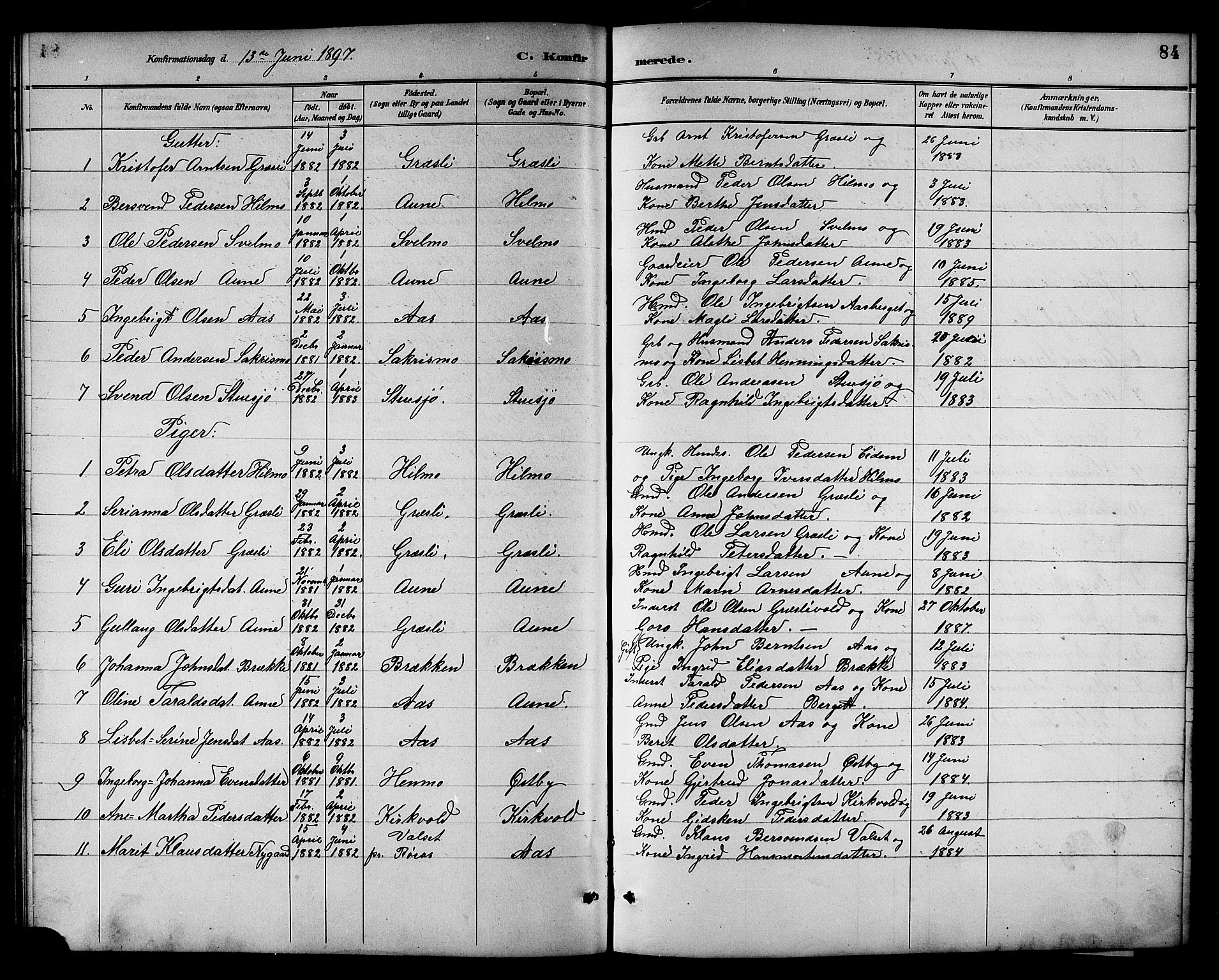 Ministerialprotokoller, klokkerbøker og fødselsregistre - Sør-Trøndelag, SAT/A-1456/698/L1167: Parish register (copy) no. 698C04, 1888-1907, p. 84