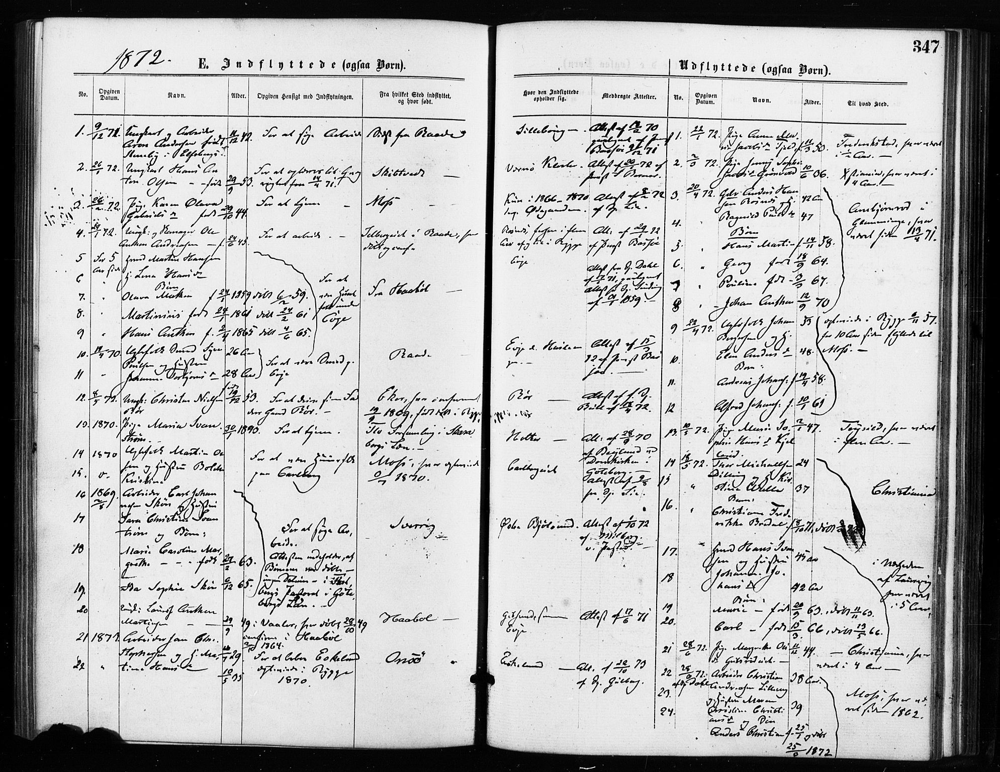 Rygge prestekontor Kirkebøker, AV/SAO-A-10084b/F/Fa/L0006: Parish register (official) no. 6, 1872-1877, p. 347