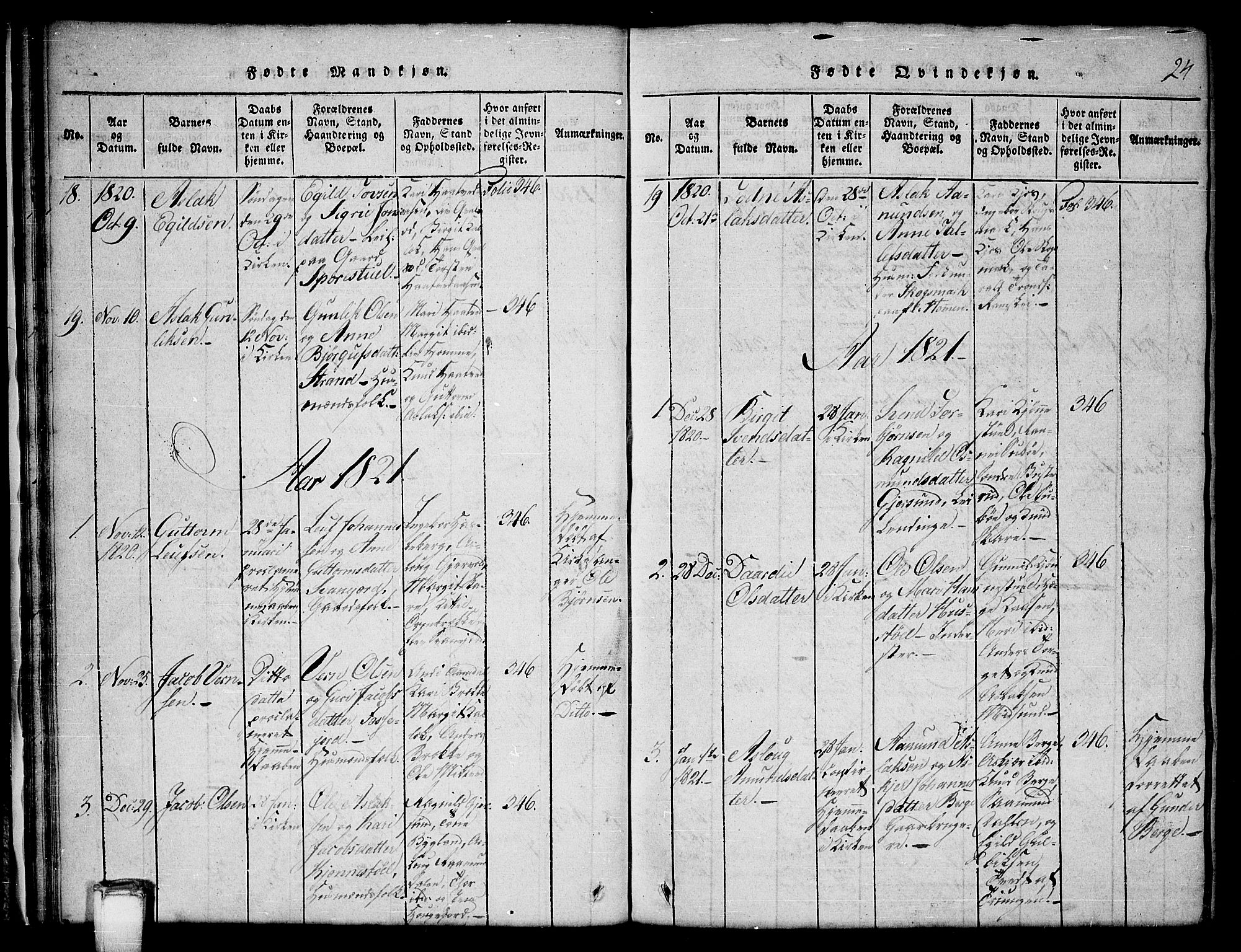Kviteseid kirkebøker, SAKO/A-276/G/Gb/L0001: Parish register (copy) no. II 1, 1815-1842, p. 24