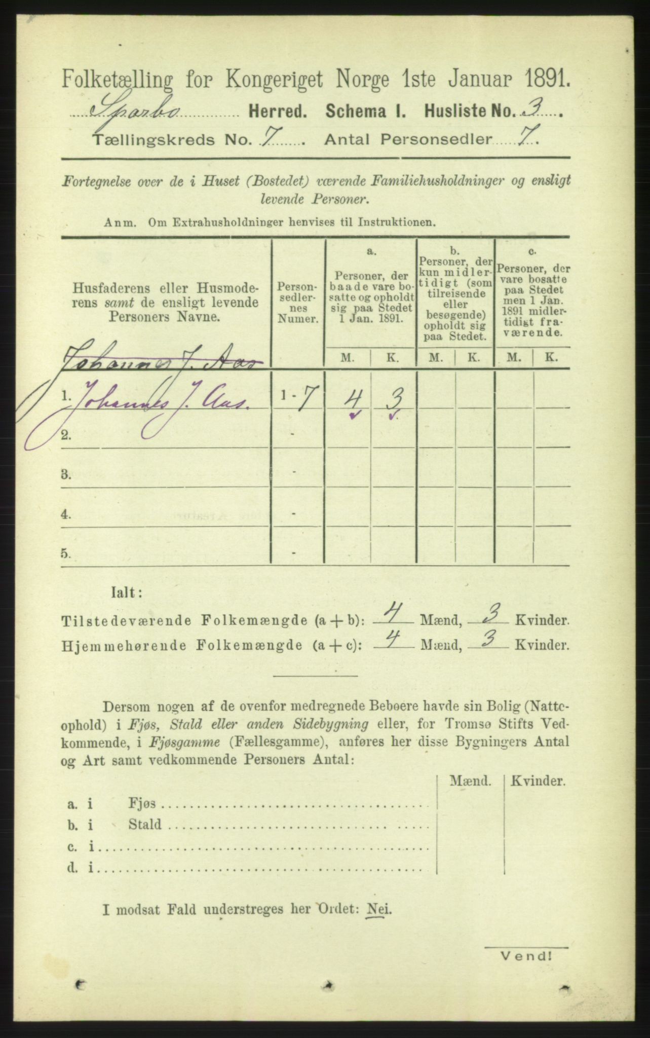 RA, 1891 census for 1731 Sparbu, 1891, p. 2338